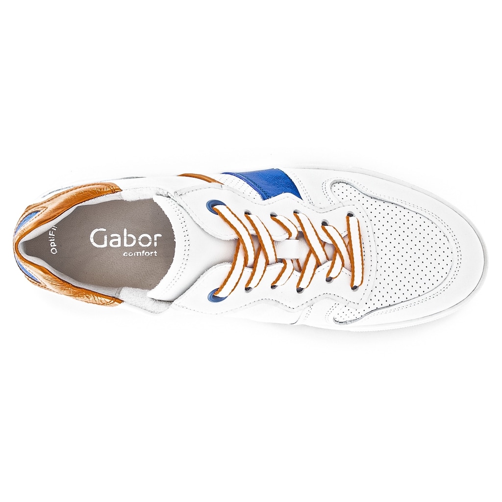 Gabor Sneaker »FLORENZ«, mit Kontrastbesätzen, Weite G, Freizeitschuh, Halbschuh, Schnürschuh