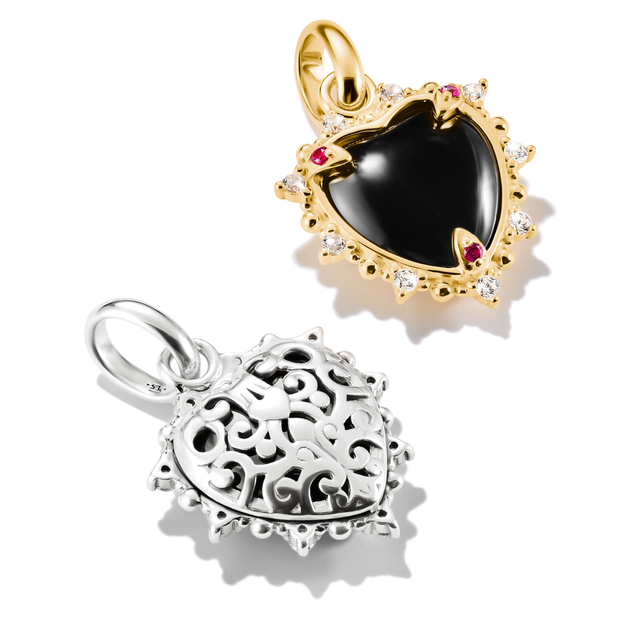 THOMAS SABO Charm Herz »Charm Vintage-Herz - Connect, CC1286-643-11, CC1286-995-11«, mit Rubin (synth.), Zirkonia (synth.)