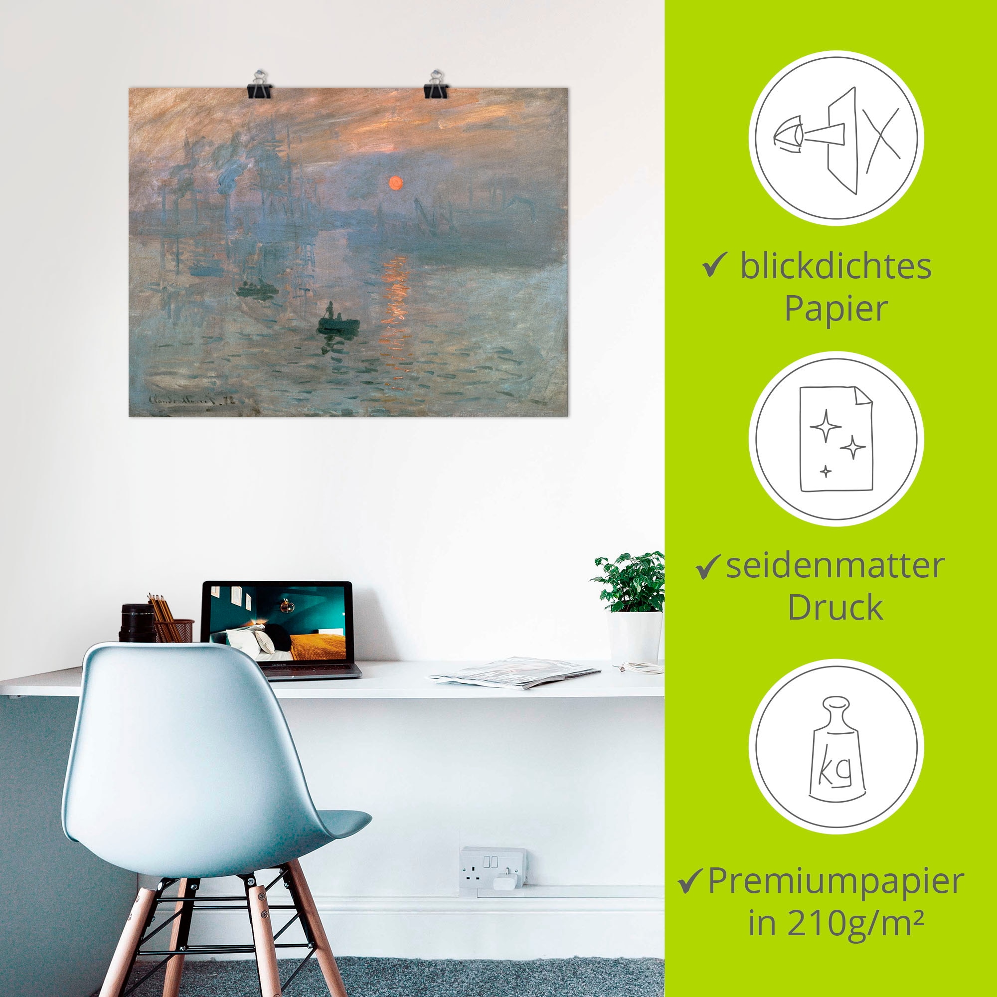 Artland Wandbild »Impression (Sonnenaufgang). 1872« Gewässer 1 Stk. tlg. als Leinwandbild, Poster in verschied. Größen