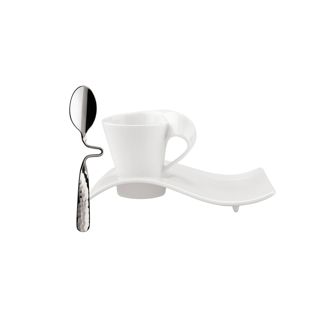VILLEROY & BOCH Espressotasse "Espressoset NewWave Caffè 3er Set weiß", 13,5cm, 80ml, 3, weiß, Trinkgefäße, Spülmaschinengeeignet, Mikrowellenfest