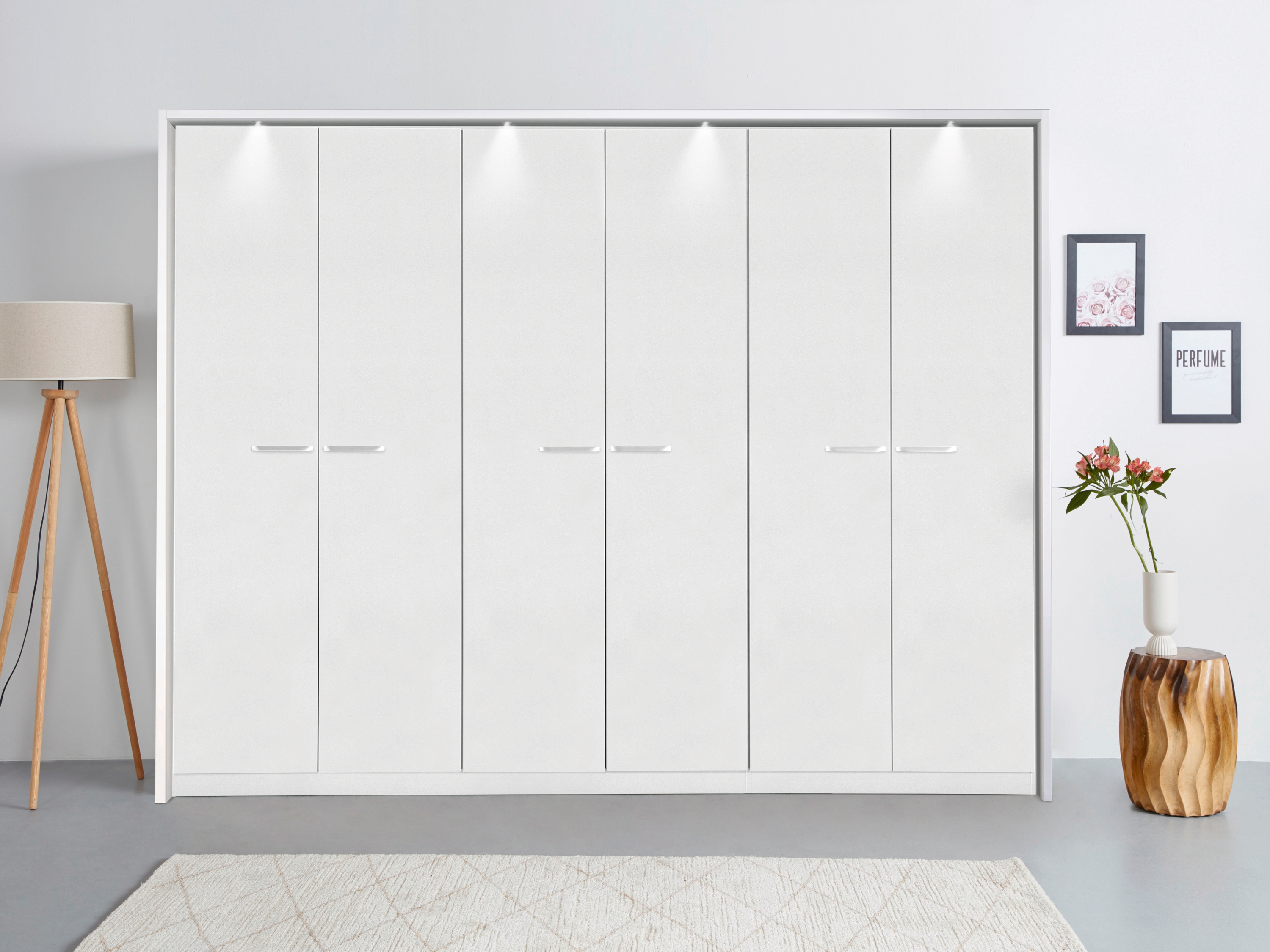 OTTO home "Mehrzweckschrank Aktenschrank Möbel Mietswohnung Schlafzimmer OTELI" erhältlich in Breiten 230/275 cm inkl. Innenschubladen und extra Böden, inkl. Passepartout optional mit Beleuchtung MADE IN GERMANY