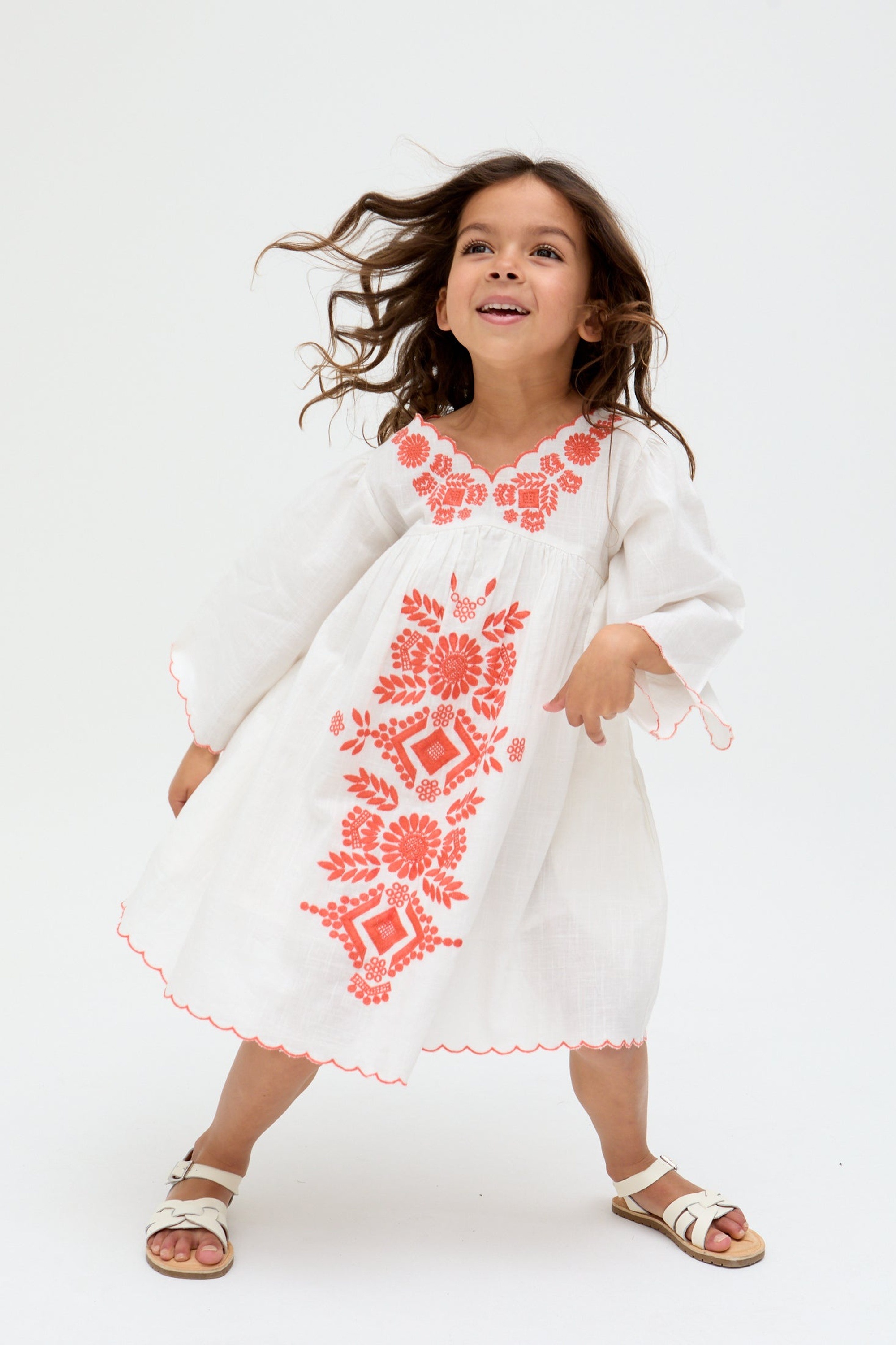 RAFFYA Minikleid »Arabella V- Neck Embroidered Dress Mädchen«