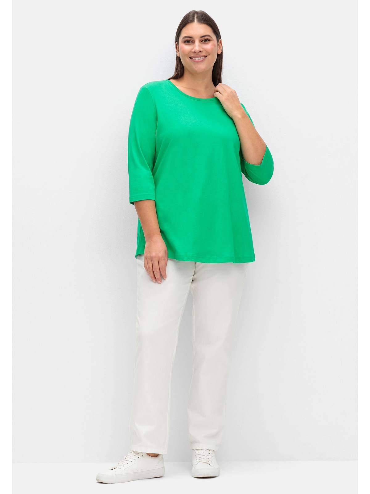Sheego 3/4-Arm-Shirt »Große Größen«, in leichter A-Linie, Doppelpack