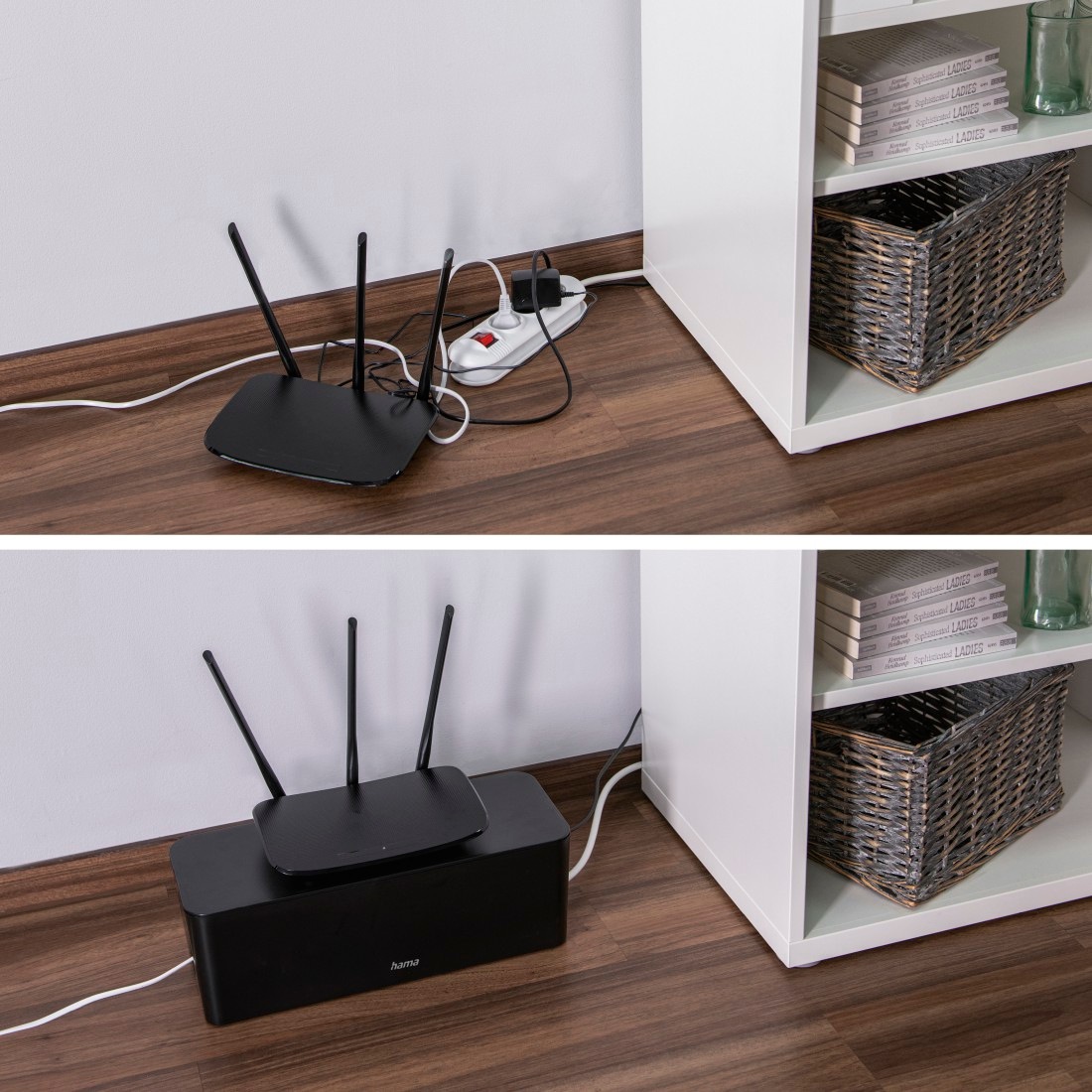 Hama Kabelbox »Kabelbox für Standard 6er Steckdosenleisten, Stecker, Kabel, Ladegerät«, (1 tlg.), Schlichtes Design, Schreibtisch, Tisch, große Aufbewahrungsbox