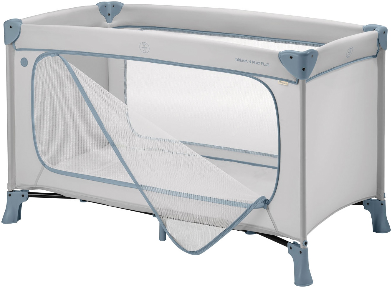 Hauck Baby-Reisebett »Dream N Play Plus, Dusty Blue«, Vorderausstieg