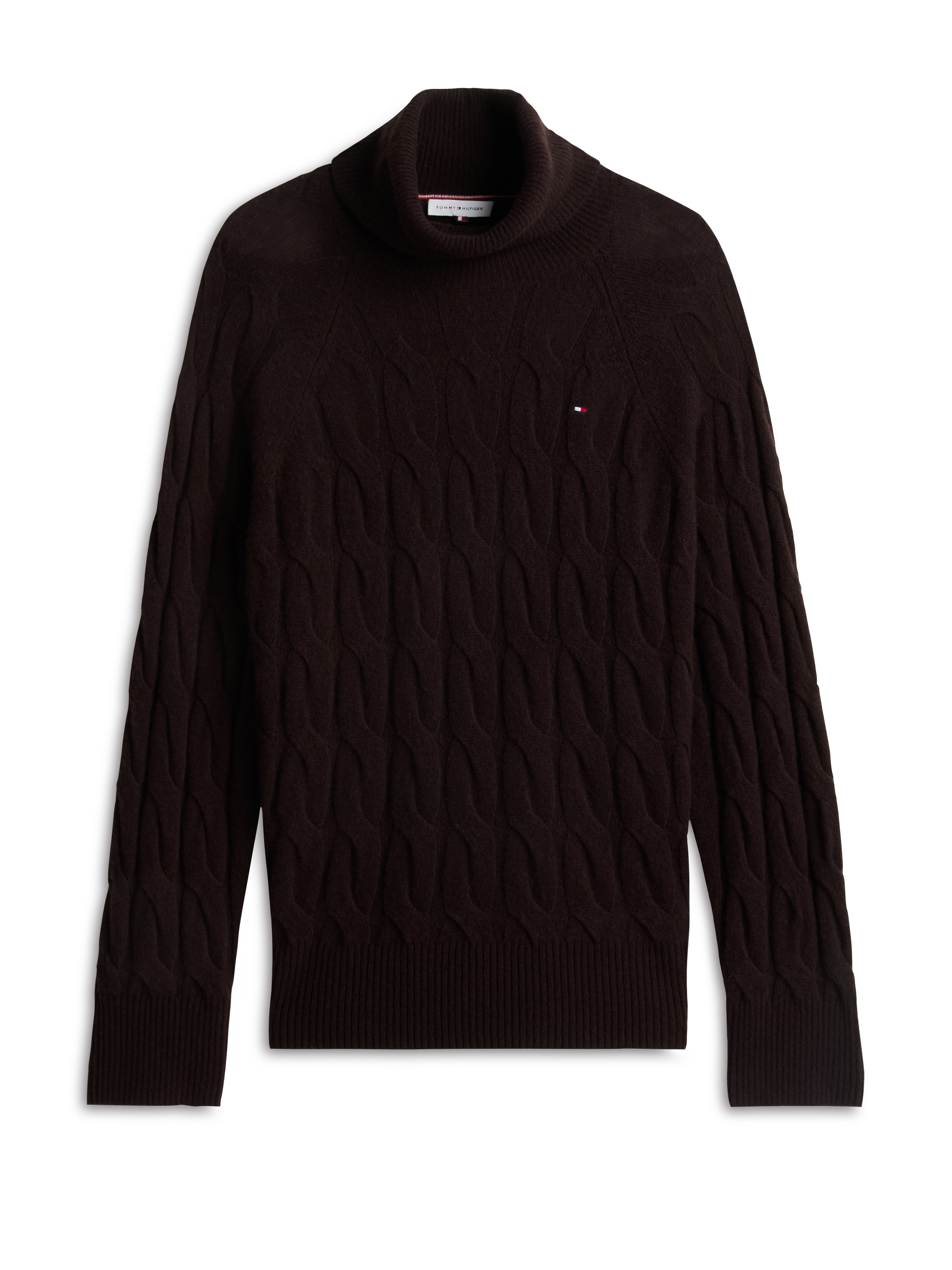 Tommy Hilfiger Rollkragenpullover »SOFT WOOL CABLE ROLL-NK LS SWT« aus Wolle, Zopfmuster