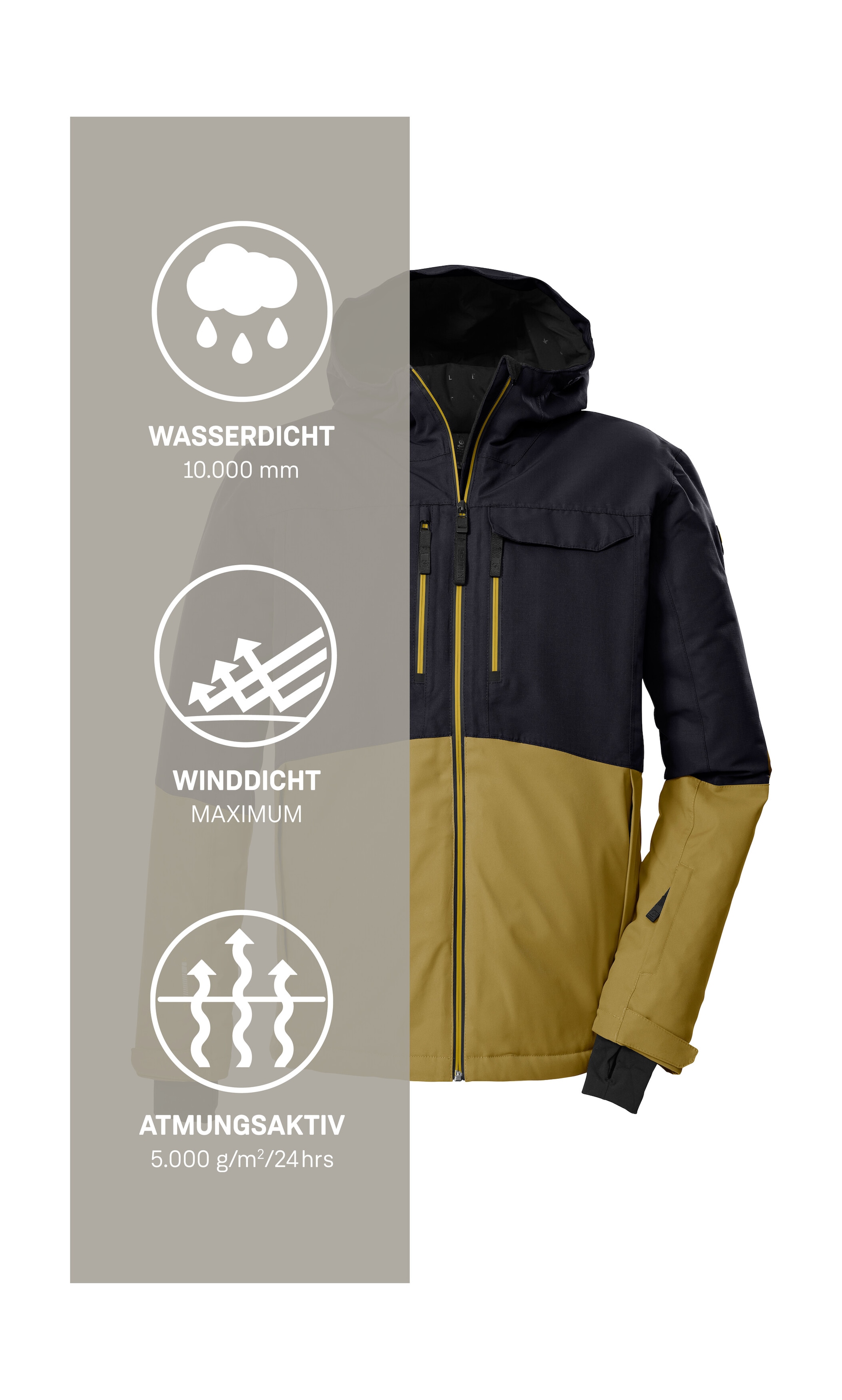 Killtec Skijacke »KSW 53 MN SKI JCKT« Skijacke: wasserdicht, atmungsaktiv, Colourblock, viele Taschen
