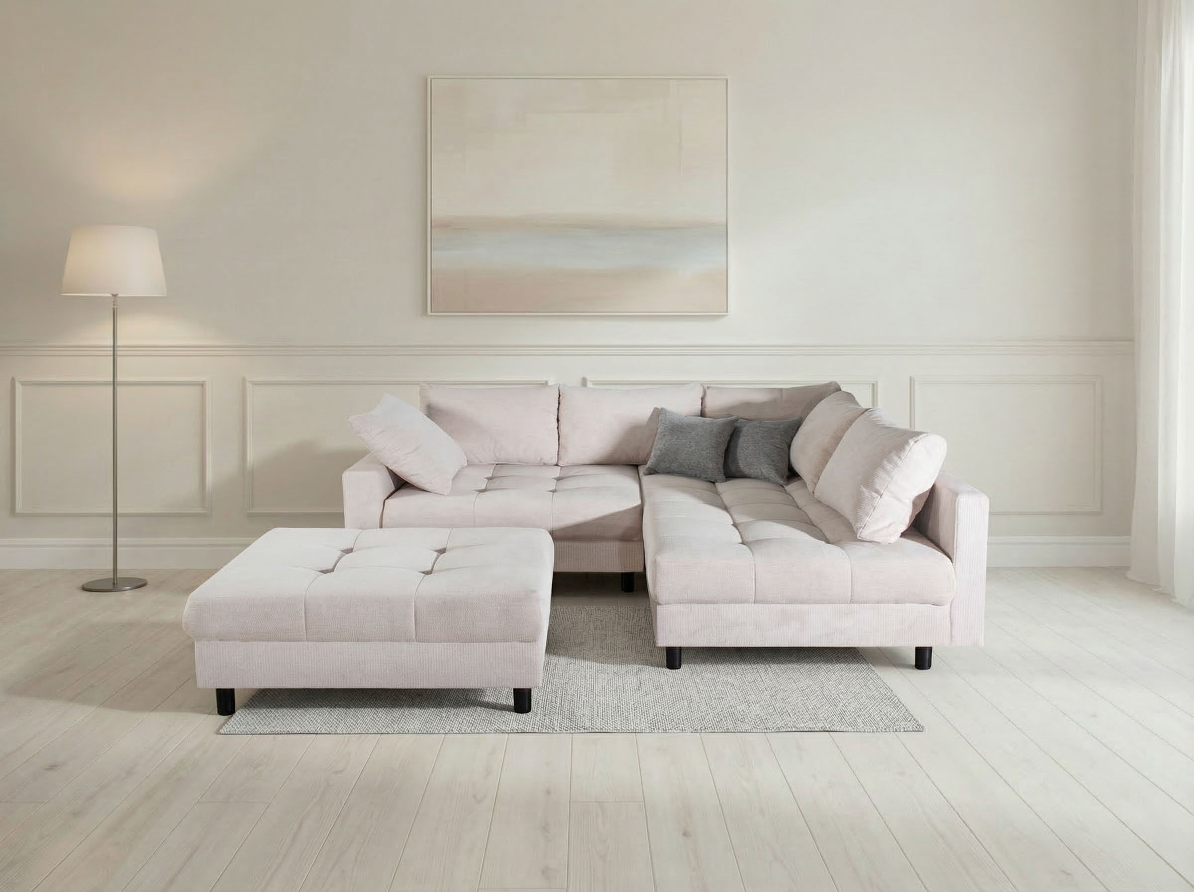 OTTO home Ecksofa "Antonia L-Form, B: 215 cm" Ecksofa, Rückenkissen, ottomane beidseitig montierbar, Bonnelfederkern