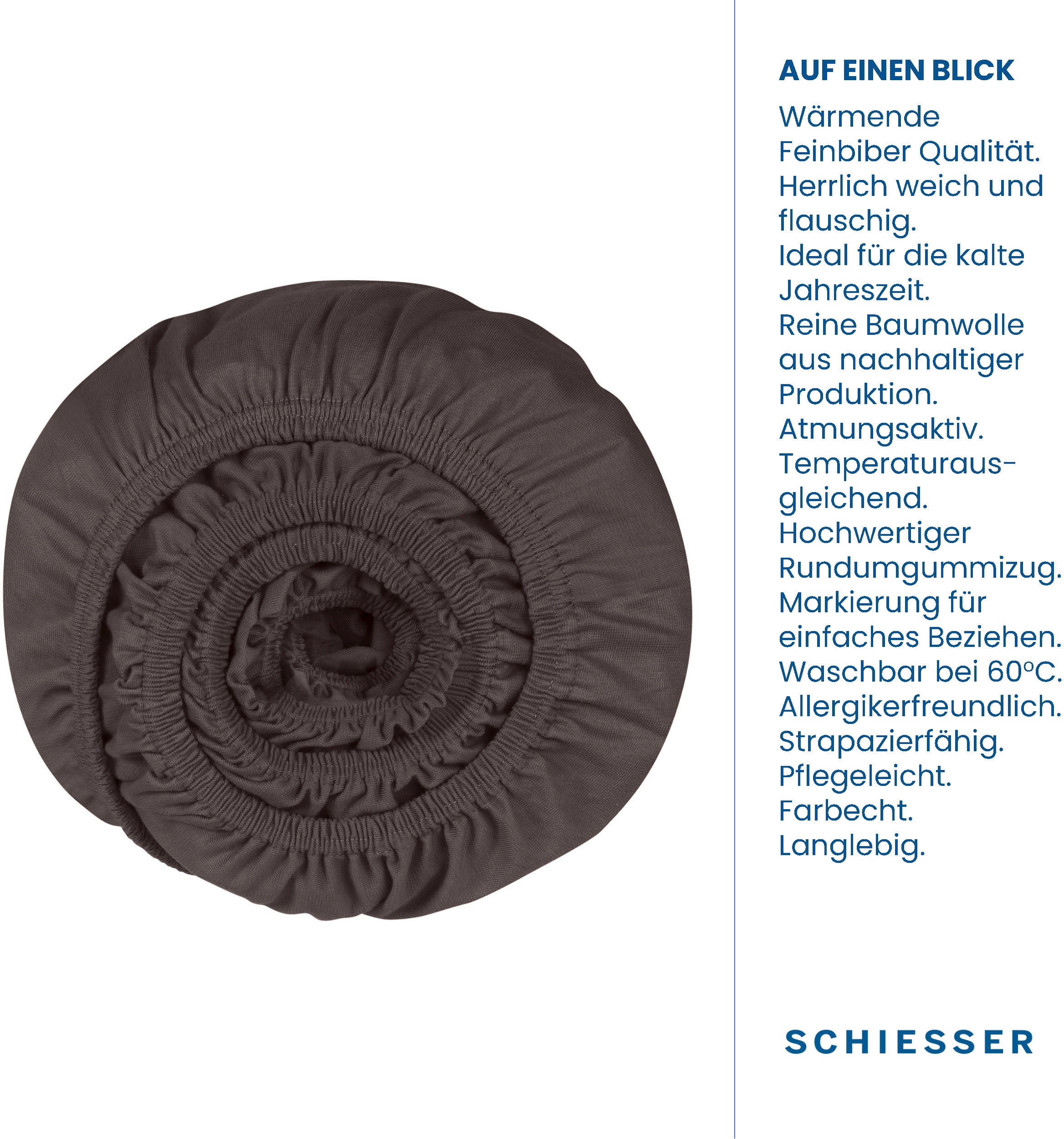 Schiesser Spannbettlaken »Finni aus wärmender Baumwolle« für Matratzen bis zu 18 cm Höhe, Made in Green