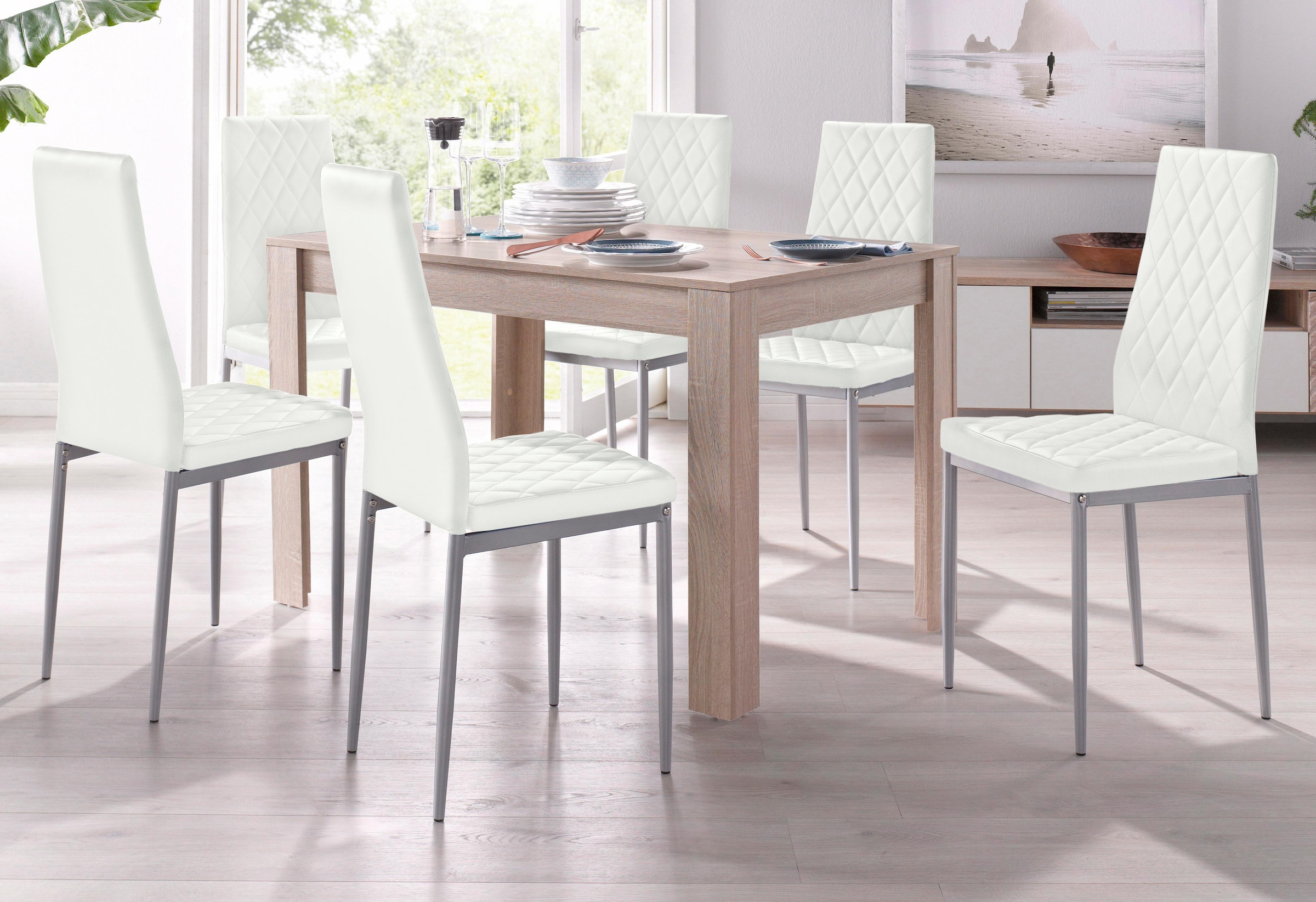 OTTO home Essgruppe Set, 5 Stk. tlg. mit Tisch in Eichefarben Sägerau, Brei günstig online kaufen