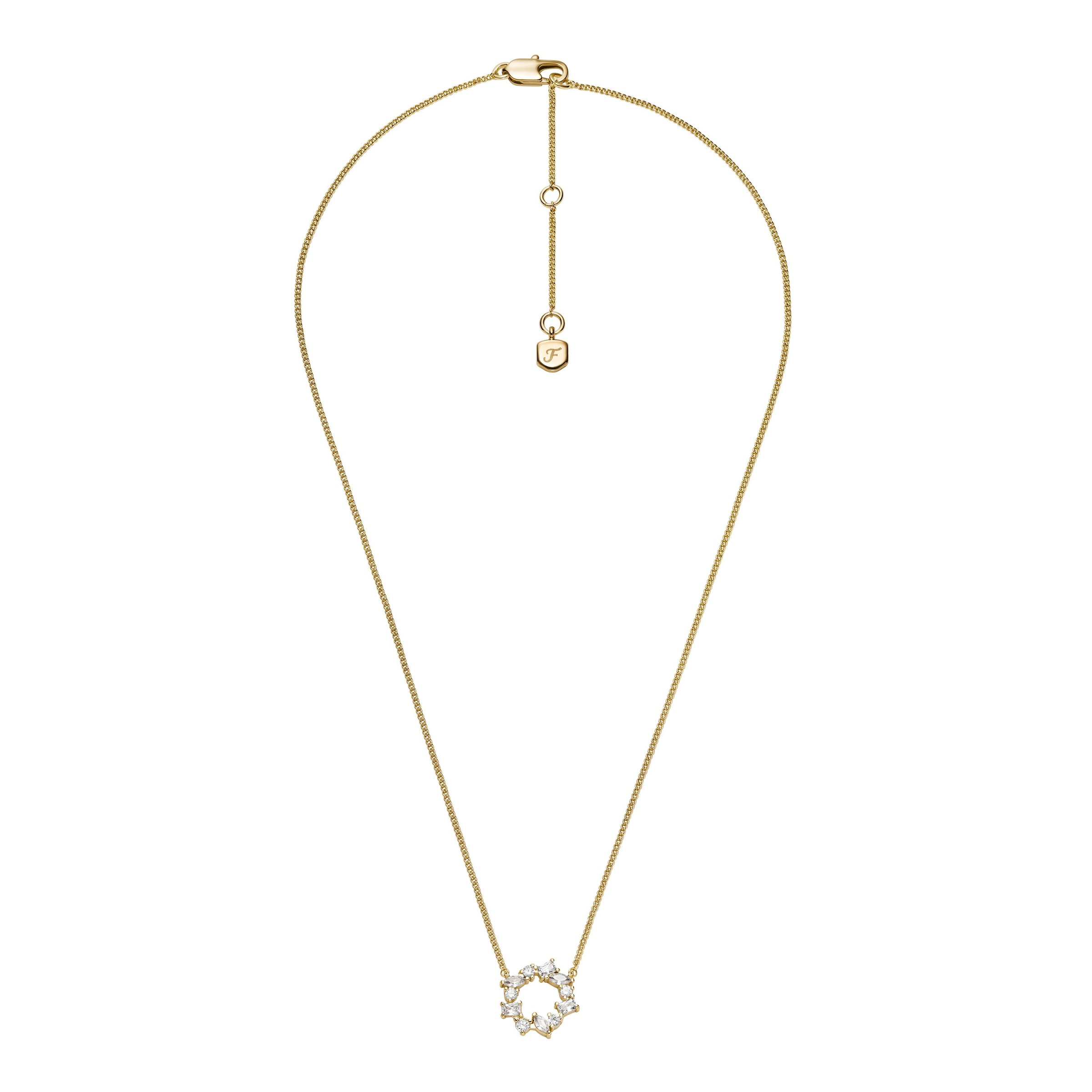 Fossil Kette mit Anhänger »Schmuck Geschenk Metall  ELLIS« mit Zirkonia (synth.)