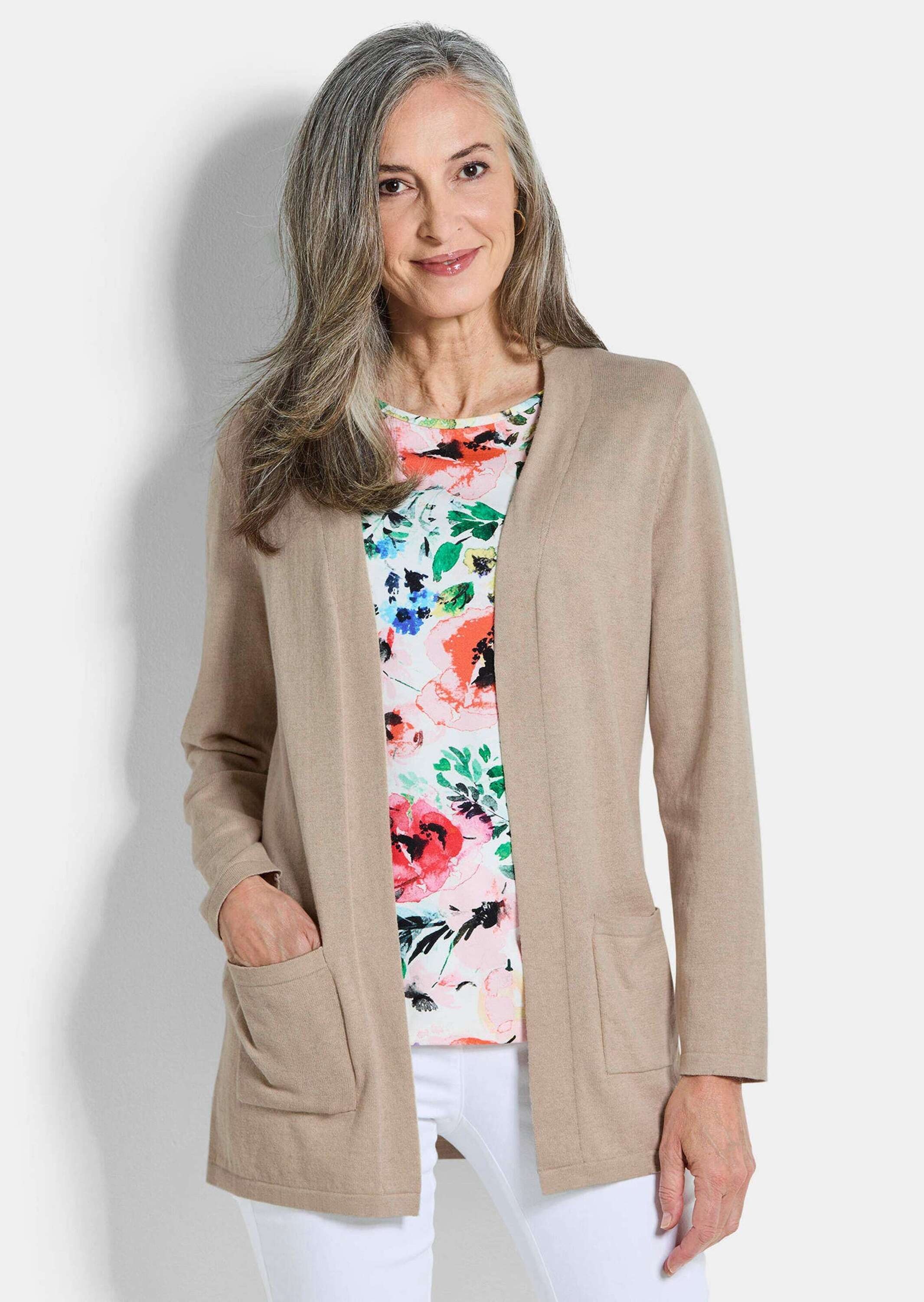 Goldner Damen Strickjacke Beige Gr. 50 2