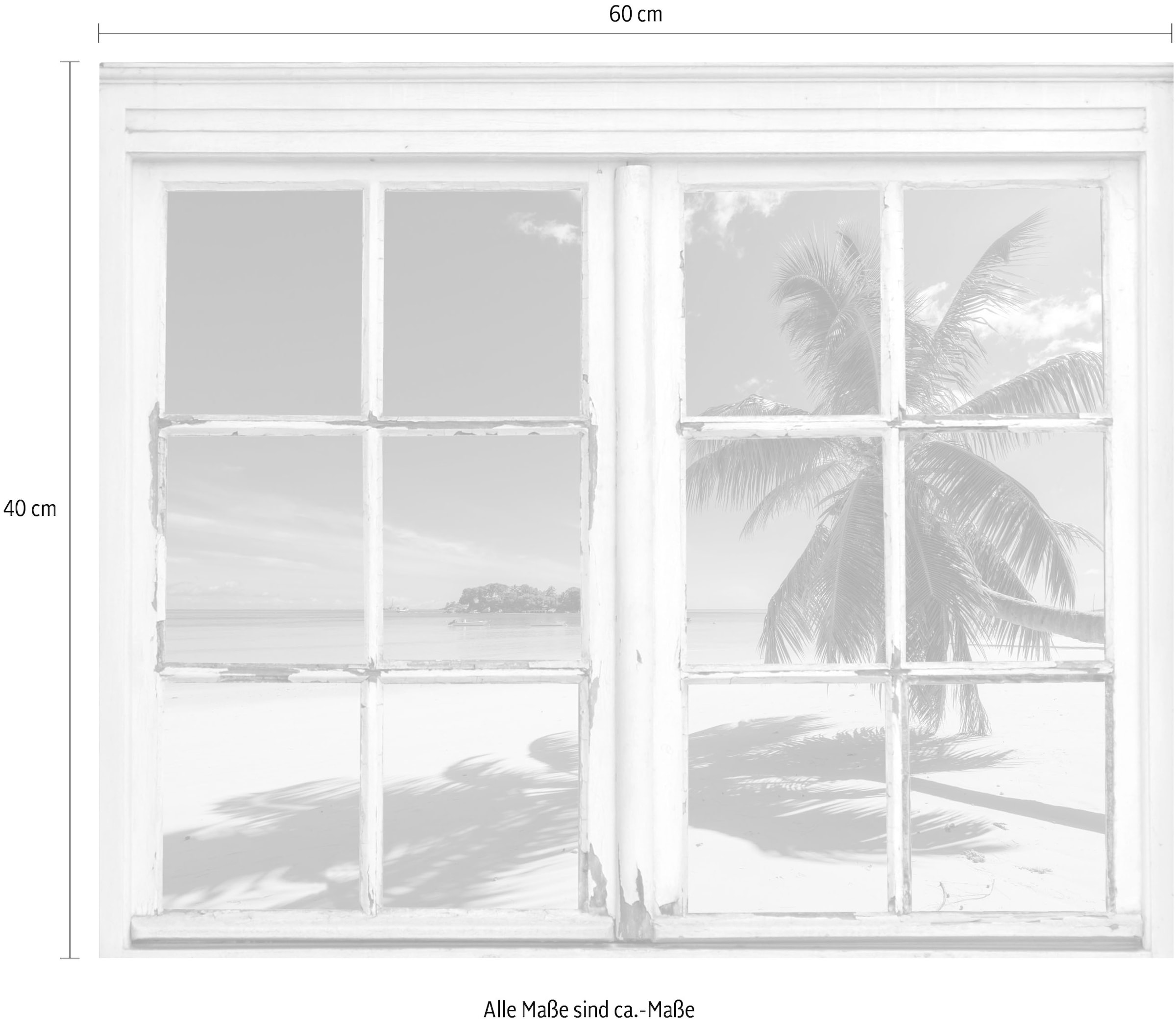 queence Wandsticker »Sandstrand«, Wandsticker, Wandbild, selbstklebend, 3D, Fenster