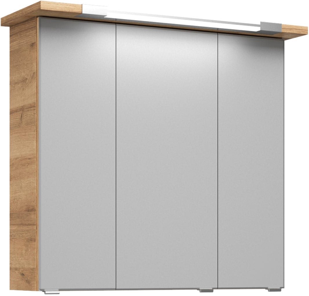 Saphir Badmöbel-Set »Trentino 2-teilig Keramik-Waschtisch, Spiegelschrank mit LED-Profil«, (3 St.), Badmöbel-Set 79cm breit, inkl. Türdämpfer, 3 Türen, 2 Auszügen