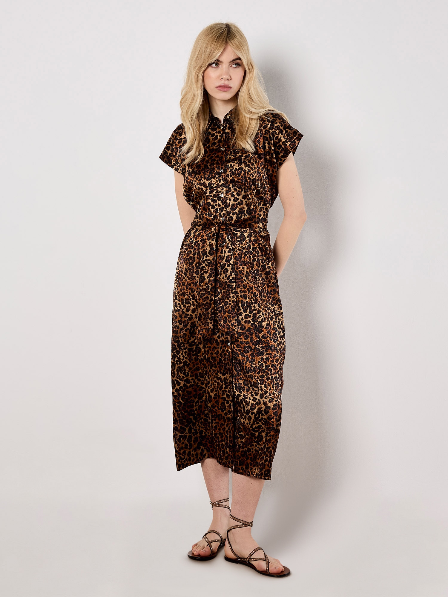 Apricot Druckkleid "Textured Animal Print Kleid" 2 tlg. aus fließendem Satin