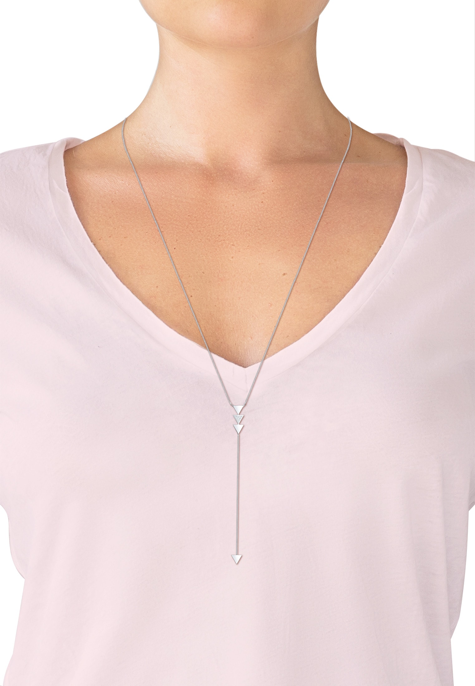 Elli Collierkettchen »Y-Kette Dreieck Glas Kristalle Weiß 925 Sterling Silber«