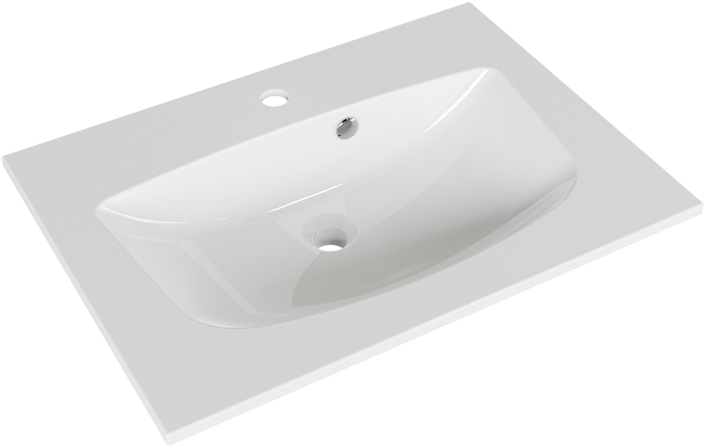 Saphir Waschtisch »Serie 6025 Mineralmarmor-Waschtisch mit Unterschrank, 67 cm breit«, Waschplatz mit 2 Schubladen, hängend, verschiedene Ausführungen