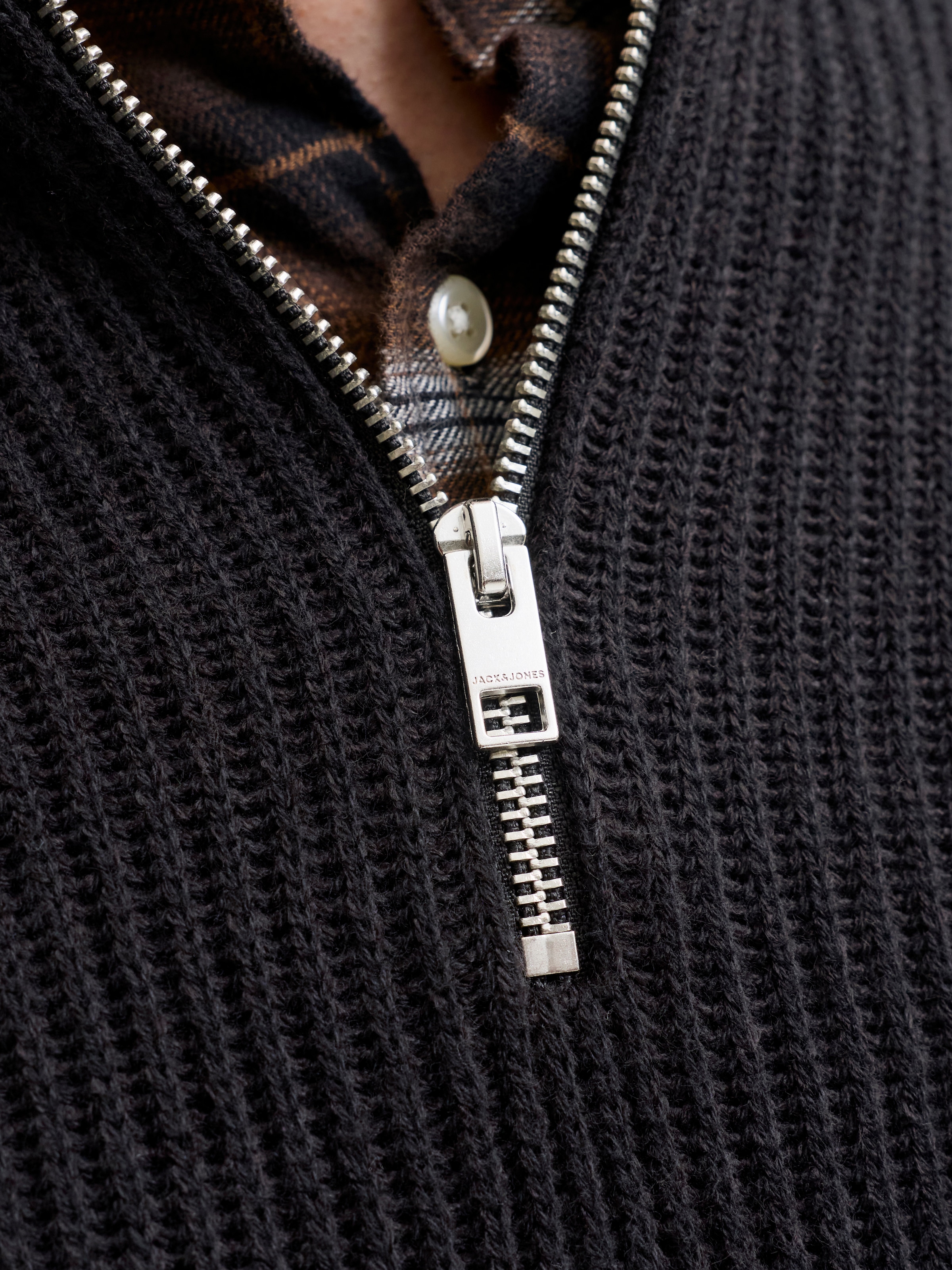 Jack & Jones PlusSize »JJPANNEL KNIT HALF ZIP AW26 PLS« Materialmix, normal geschnitten