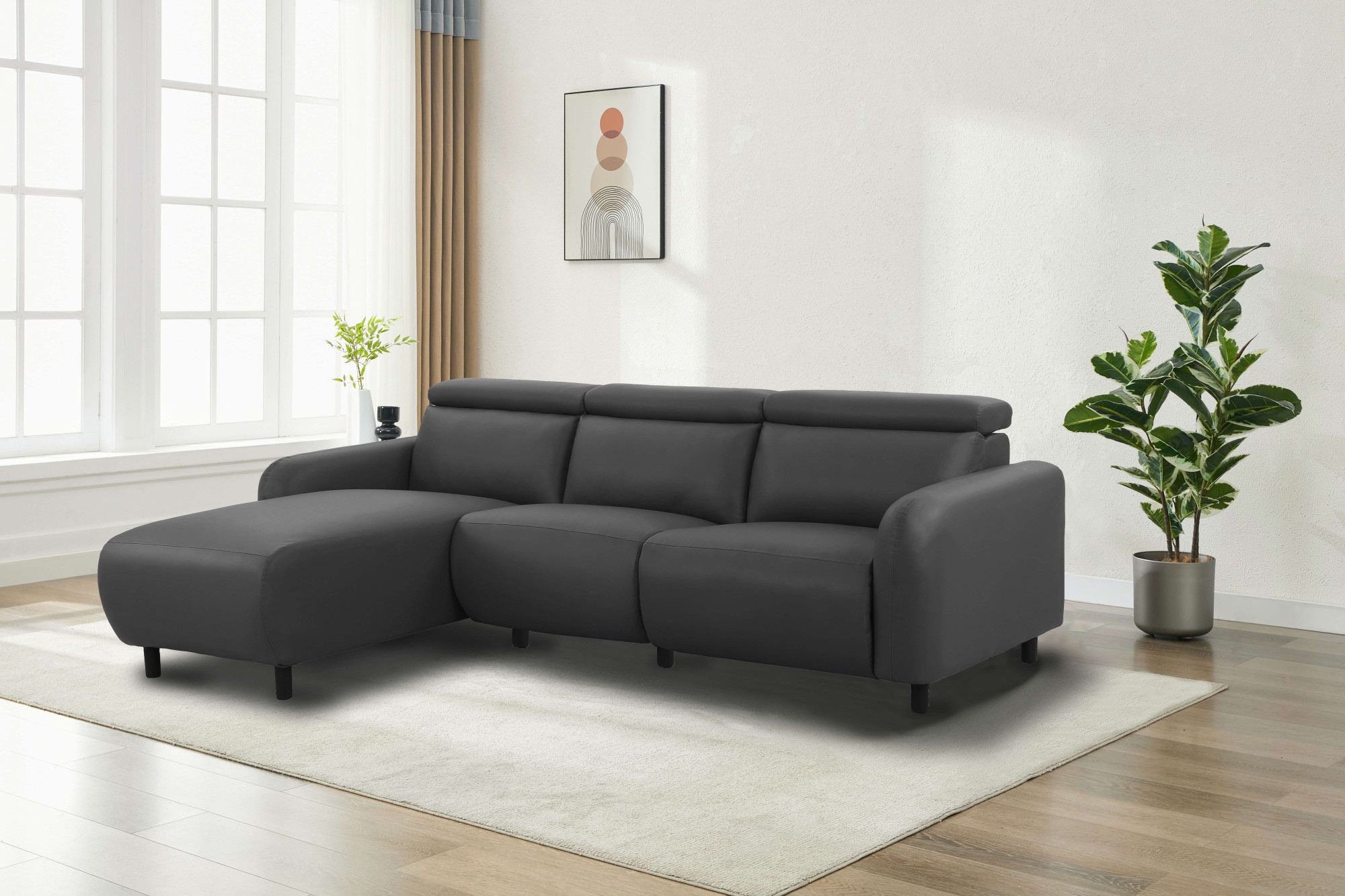 Home affaire Ecksofa »SKAANE Kunstleder, L-Form, 274 cm, manuelle u. elektrische Funktion,«, Kopfteilverstellung, Relax-und Liegefunktion, Federkernpolsterung