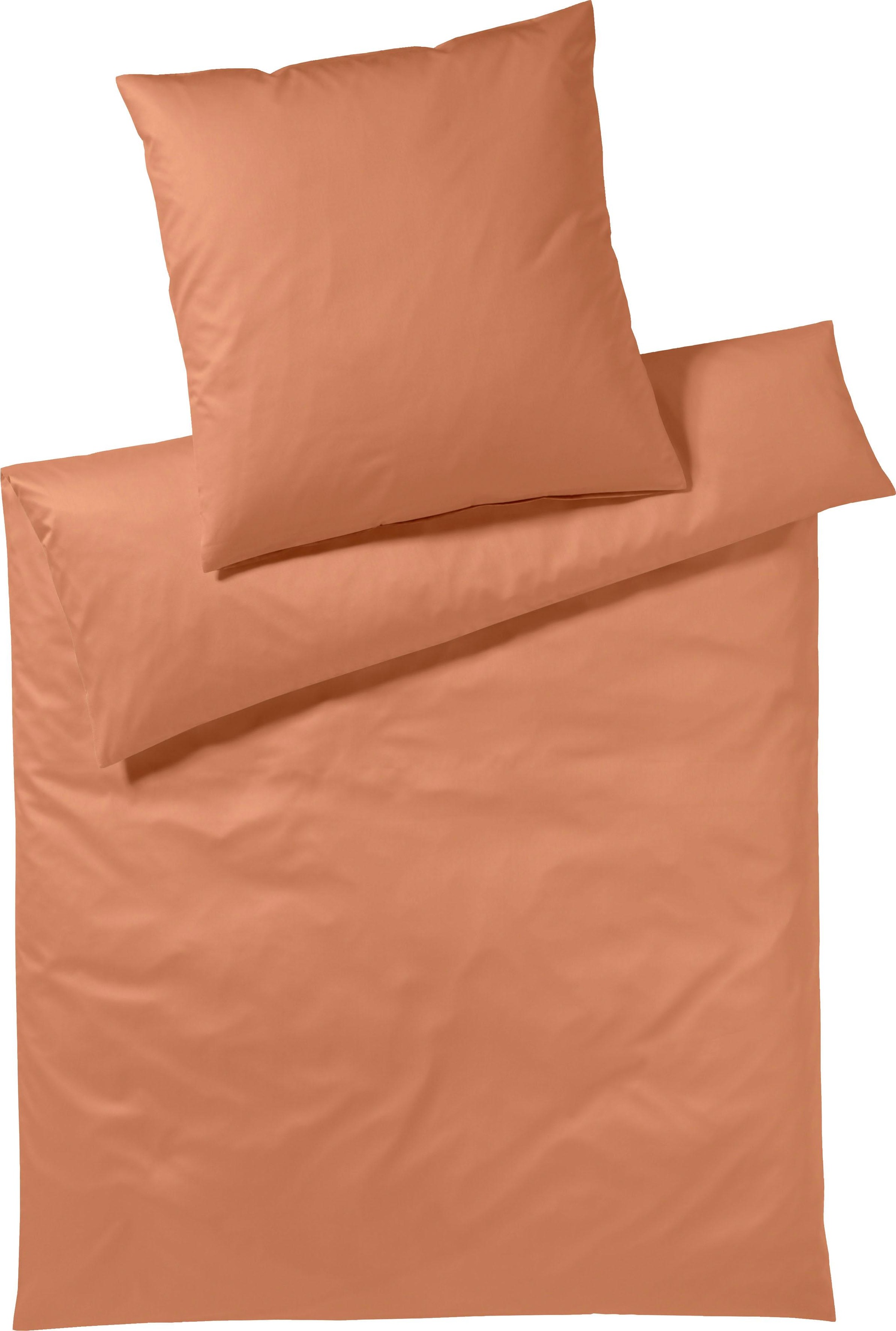Bettwäsche YES FOR BED, orange, Mako-Satin, Obermaterial: 100% Baumwolle, Bettwäsche, "Pure & Simple Uni in Gr. 135x200, 155x220 oder 200x200 cm",