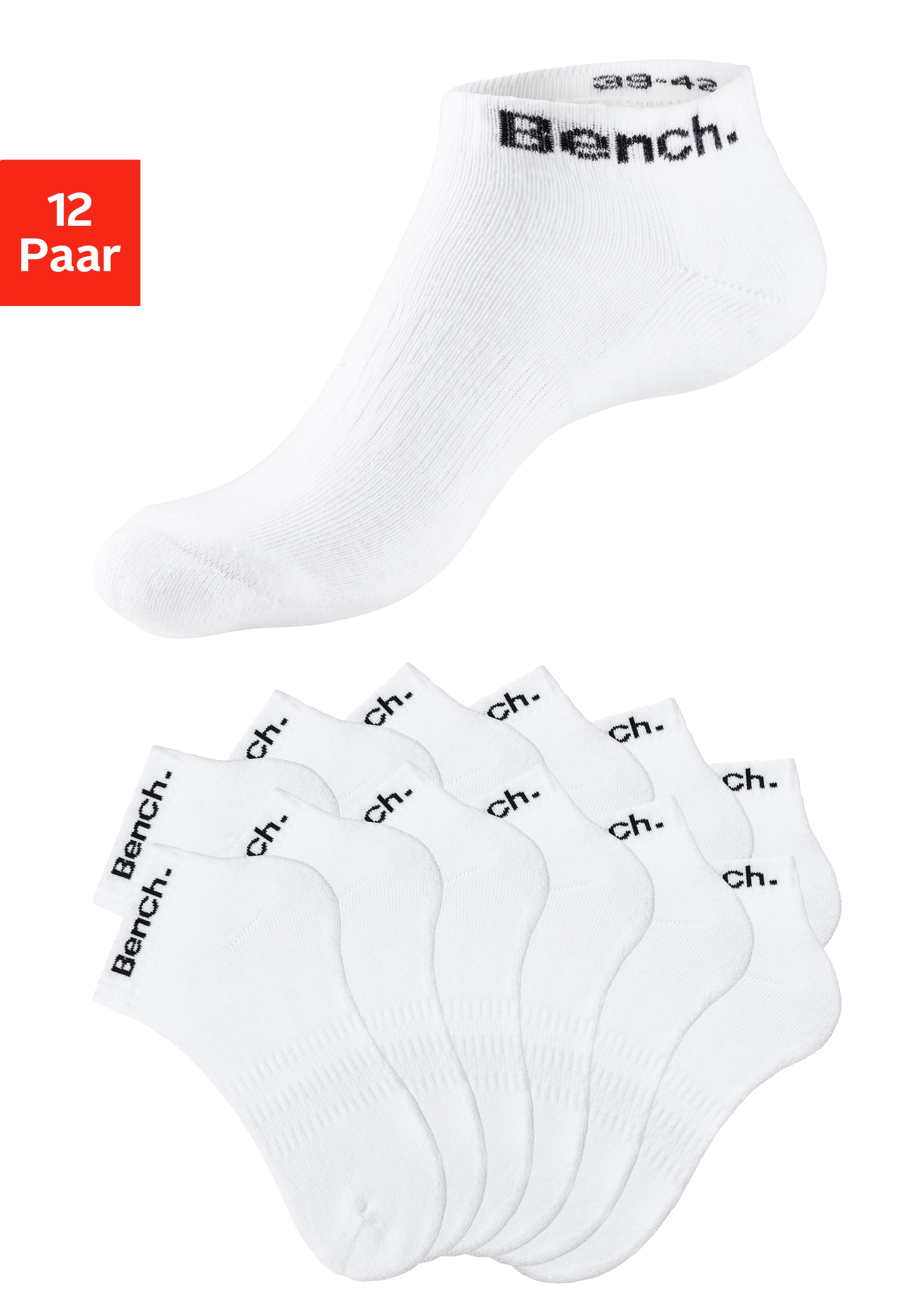 BENCH. Damen Sportsocken, Gr. 47, weiß, Baumwollmischung, unifarben, Socken, Tennis Kurzsocken mit Halbfußfrottee