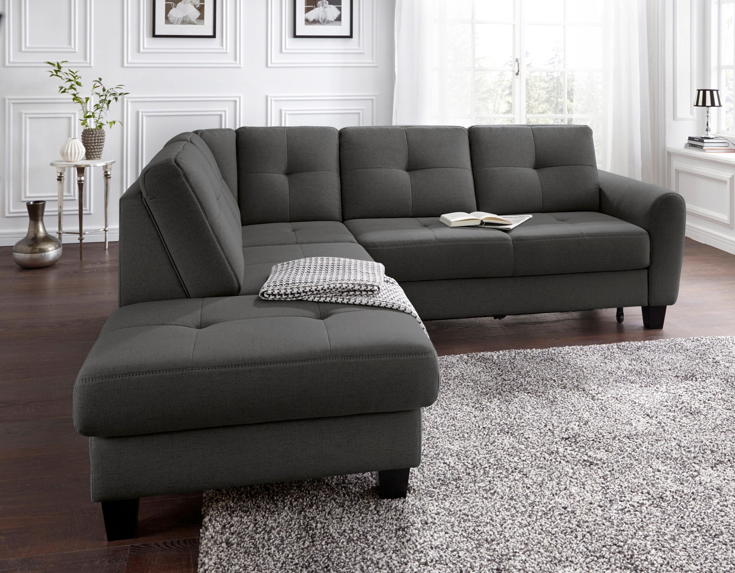 sit&more Ecksofa "Varese L-Form", mit Federkern, wahlweise mit Bettfunktion und Stauraum