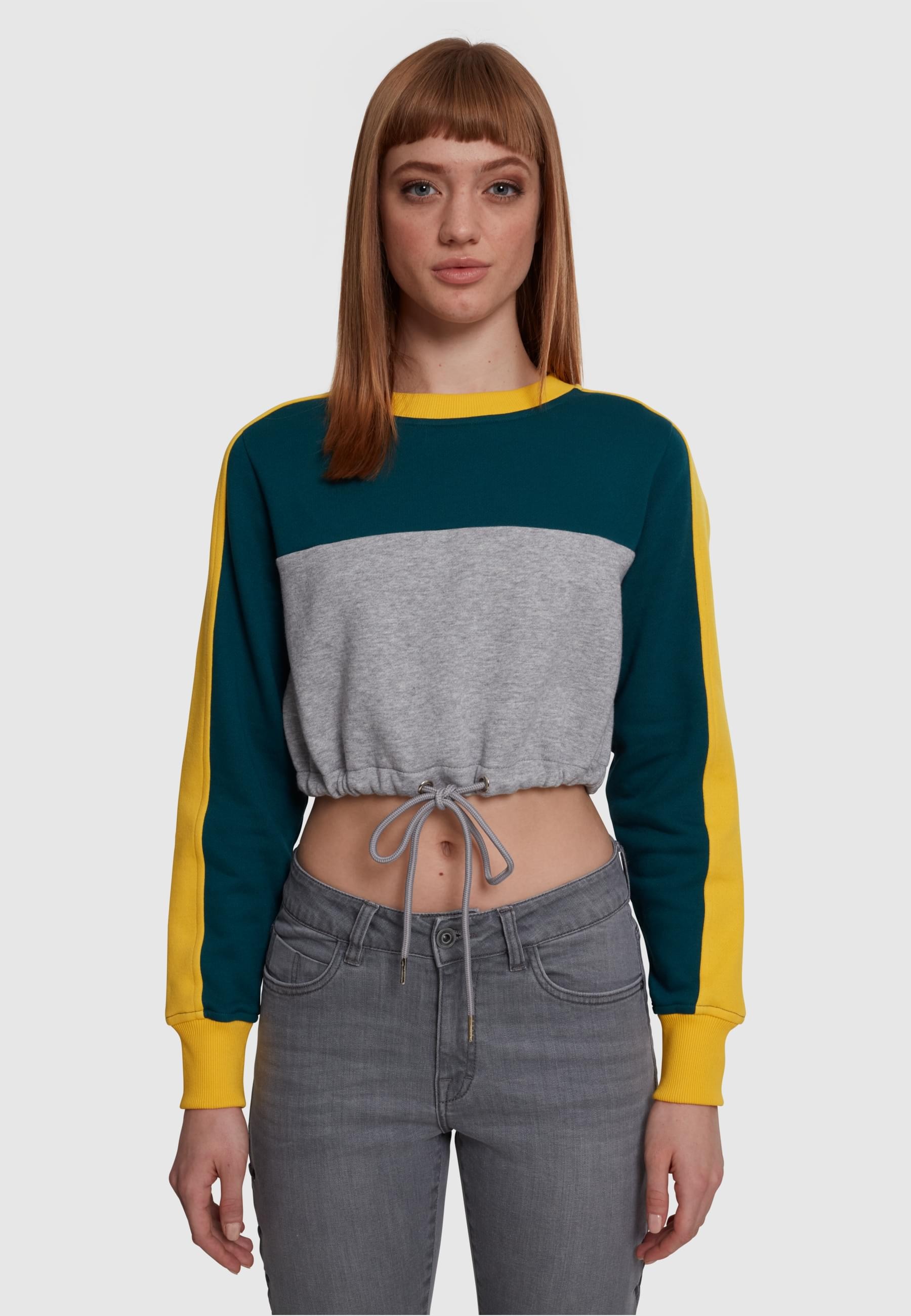 URBAN CLASSICS Sweatshirt »Urban Classics Damen Ladies Cropped 3-Tone Stripe Crew«, (1 tlg.)