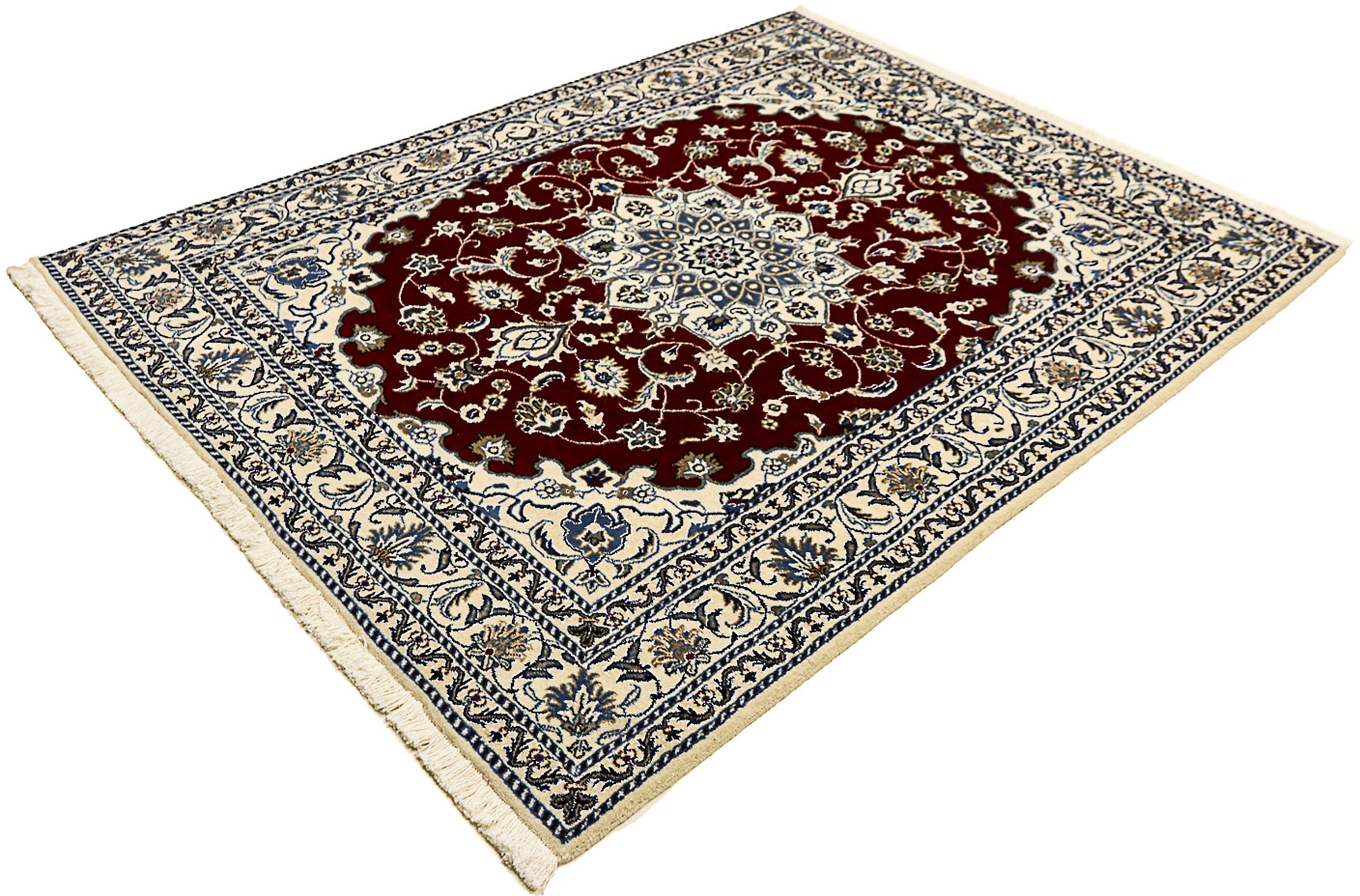 morgenland Orientteppich "Perser - Nain - 191 x 150 cm - dunkelrot", rechteckig, 12 mm Höhe, Wohnzimmer, Handgeknüpft, E