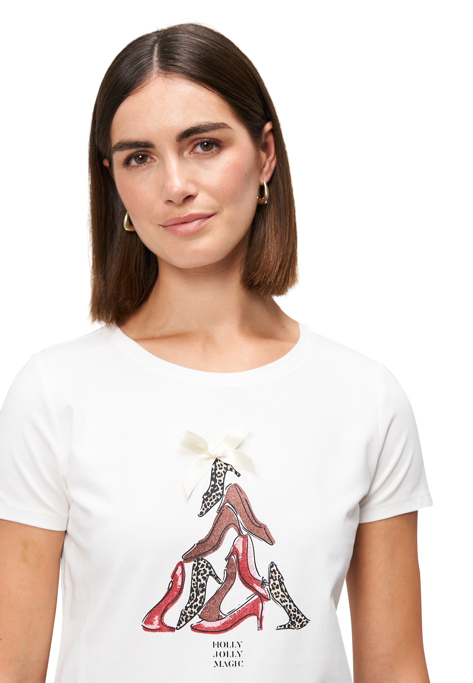 Zero Kurzarmshirt »Damen mit Aufdruck und Schleife« 1 Stk. weiteres Detail