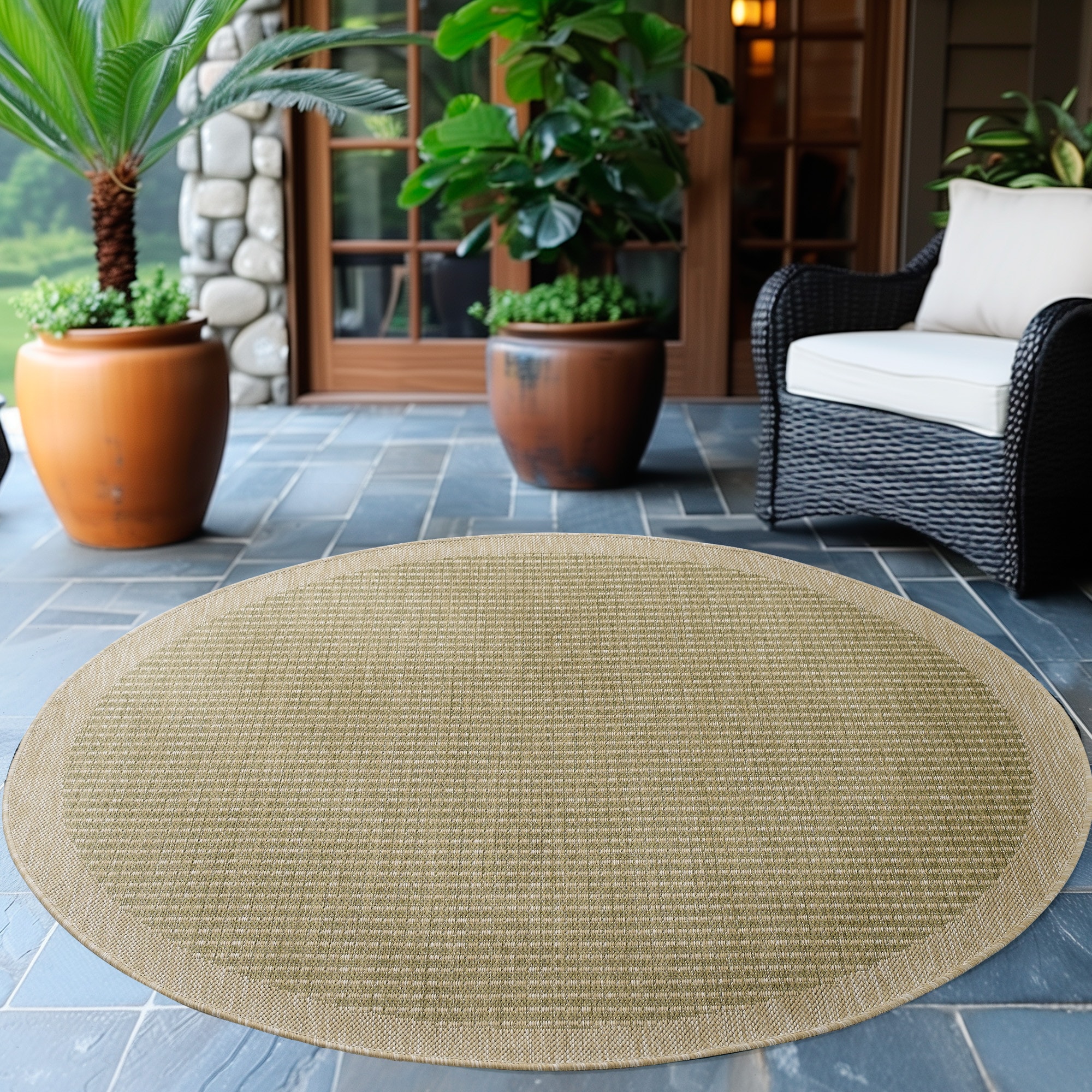 Ayyildiz Teppiche Outdoorteppich »GIZA 1410«, rund, 3 mm Höhe, In- und Outdoor, Wetterfest, Wasserabweisend, robust
