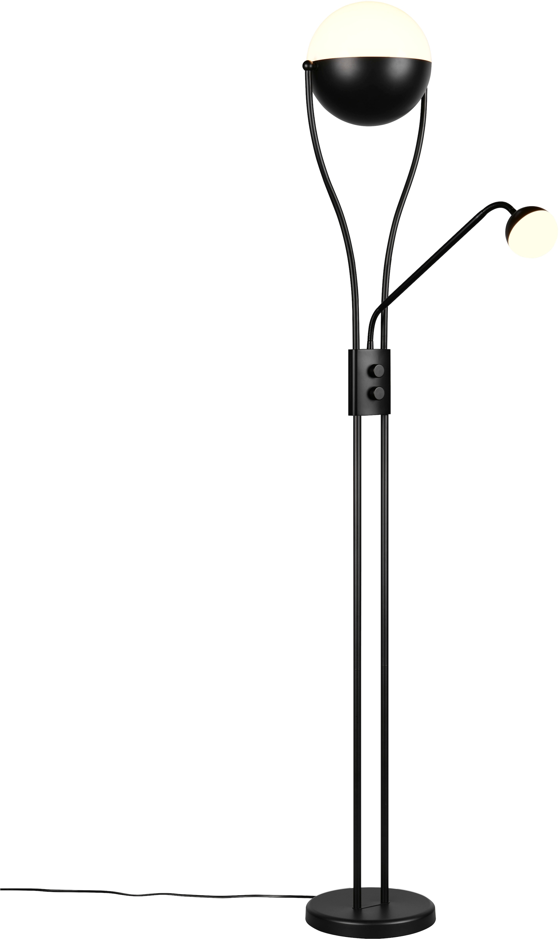 TRIO Leuchten LED Stehlampe »CHRIS, LED Stehleuchte Höhe 180cm, mit Lesearm, Drehdimmer«, 2 flammig, Leuchtmittel LED-Board-LED-Board | LED fest integriert-LED fest integriert, flexibles Leselicht getrennt schalten + dimmen, warmweißes Licht 3000K