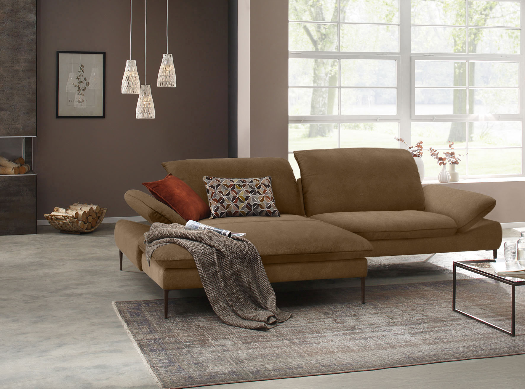 W.SCHILLIG Ecksofa "enjoy&MORE, Designsofa, elegant und bequem, L-Form" Sitztiefenverstellung, Füße bronze pulverbeschichtet, Breite 294 cm