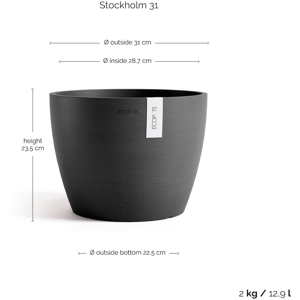 ECOPOTS Blumentopf »Stockholm 31 Dunkelgrau«