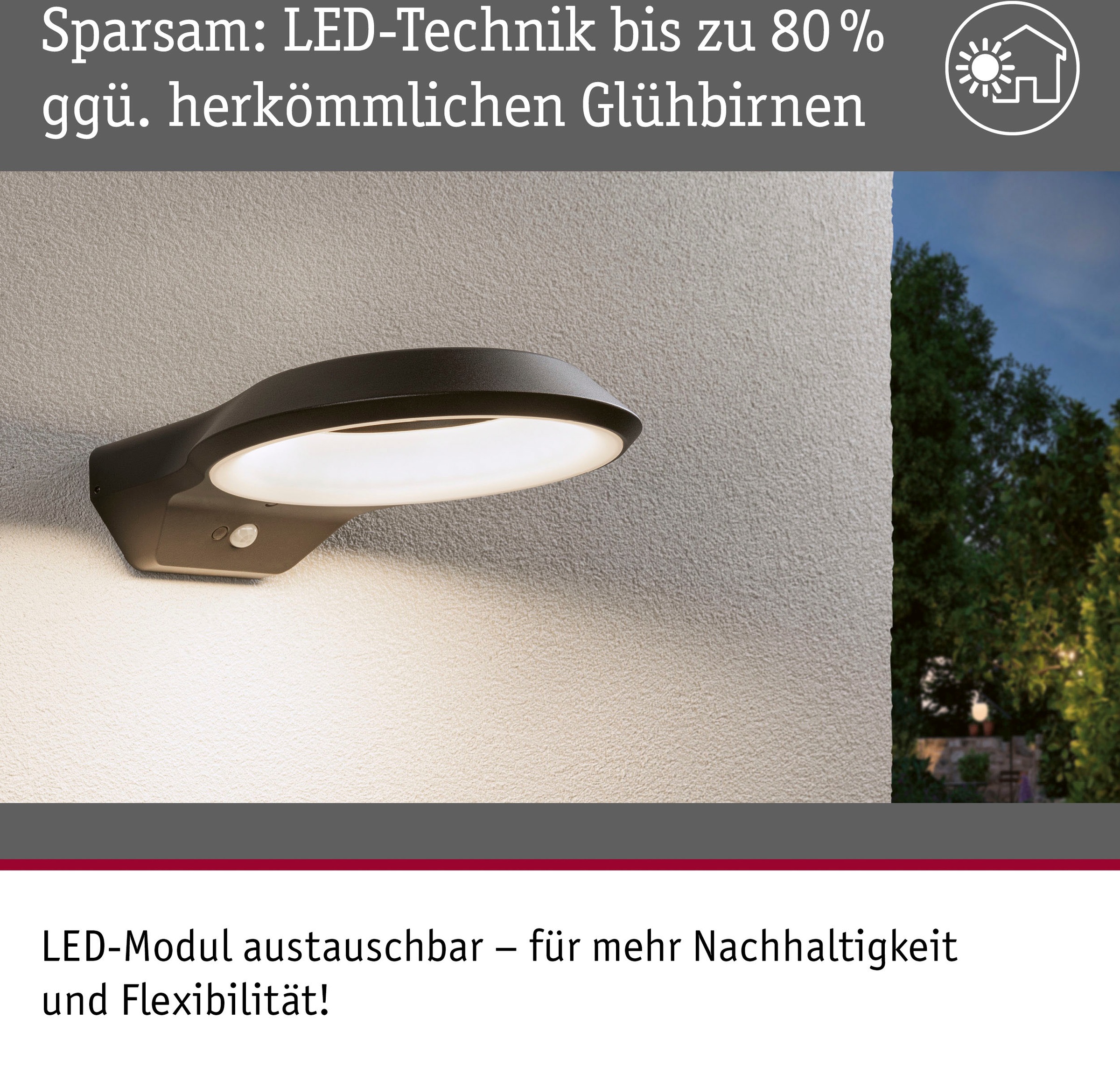 Paulmann LED Außen-Wandleuchte flammig-flammig »Anela BAUR anthrazit | IP44«, 1 230V