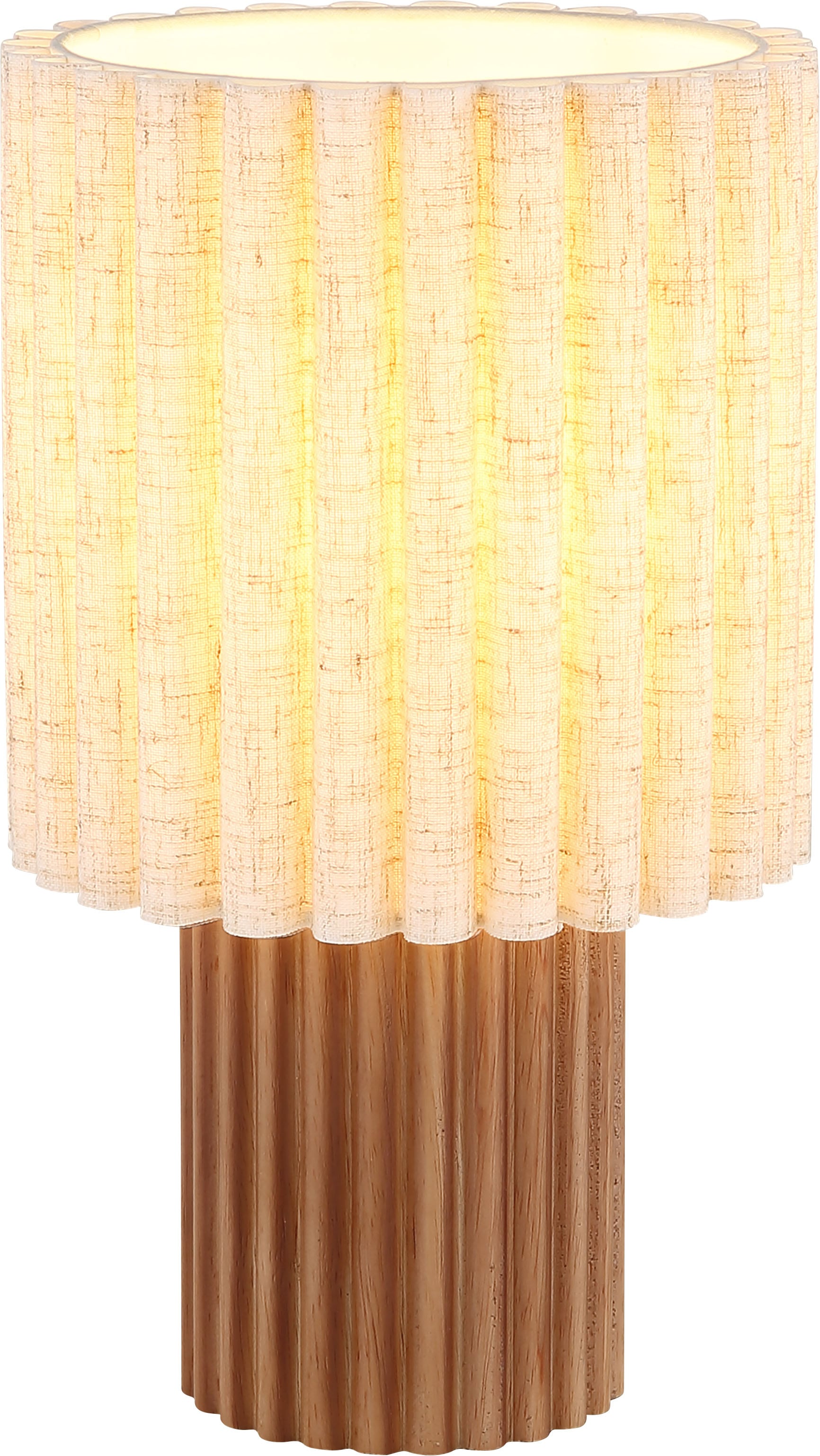GLOBO LIGHTING Tischleuchte »JANNIE« E27 1 Stk. Holz-Tischleuchte, Leinen-Schirm, Wippschalter, E27, Ø180mm