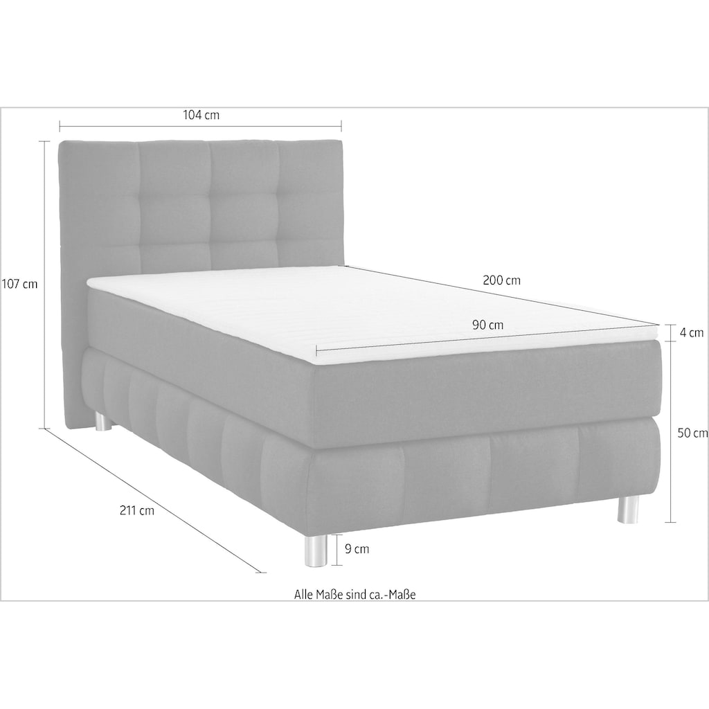 andas Boxspringbett »Salo«, incl. Topper, 6 Breiten, 2 Härtegrade, TFK auch in Härtegrad 4