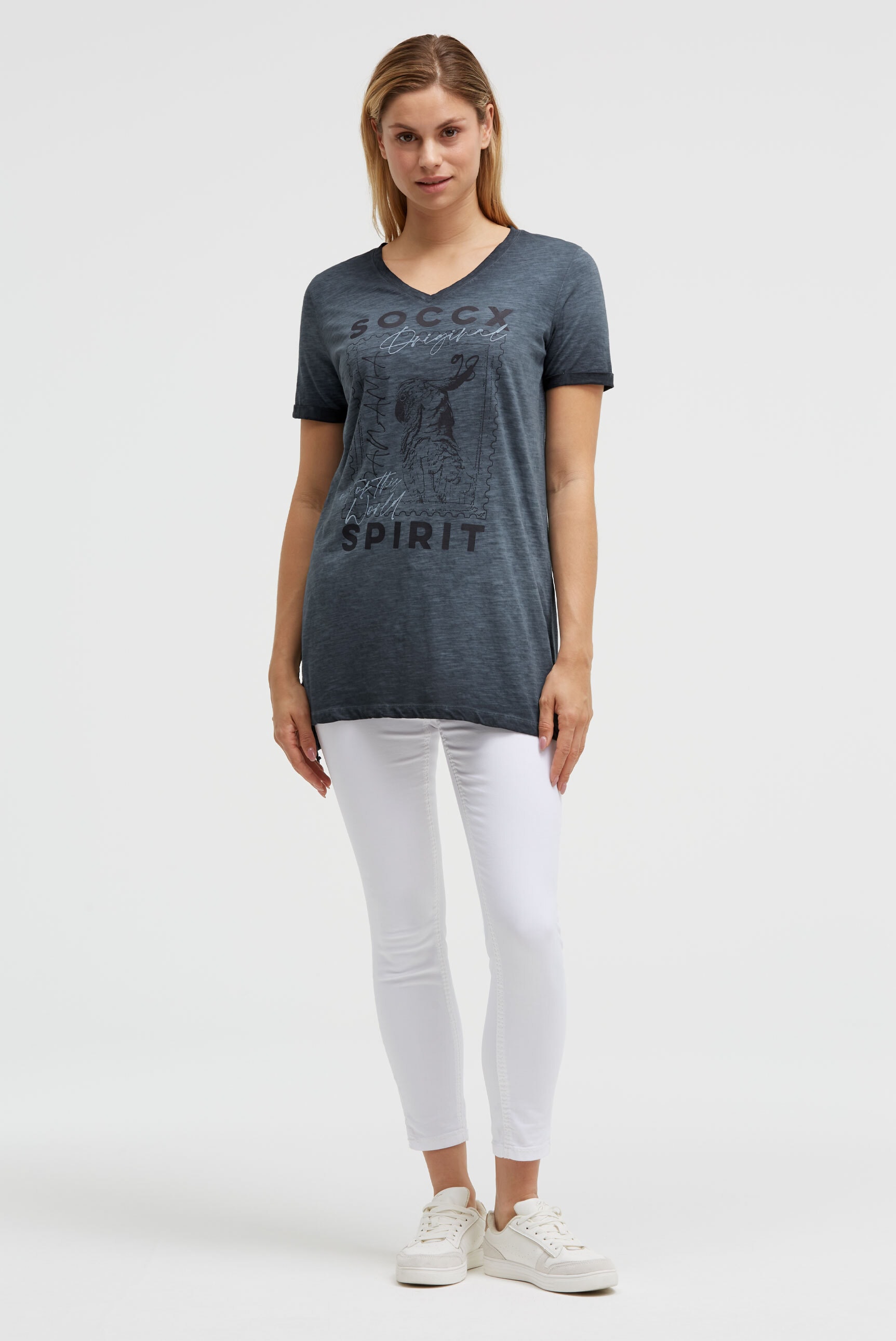 SOCCX V-Shirt aus Baumwolle