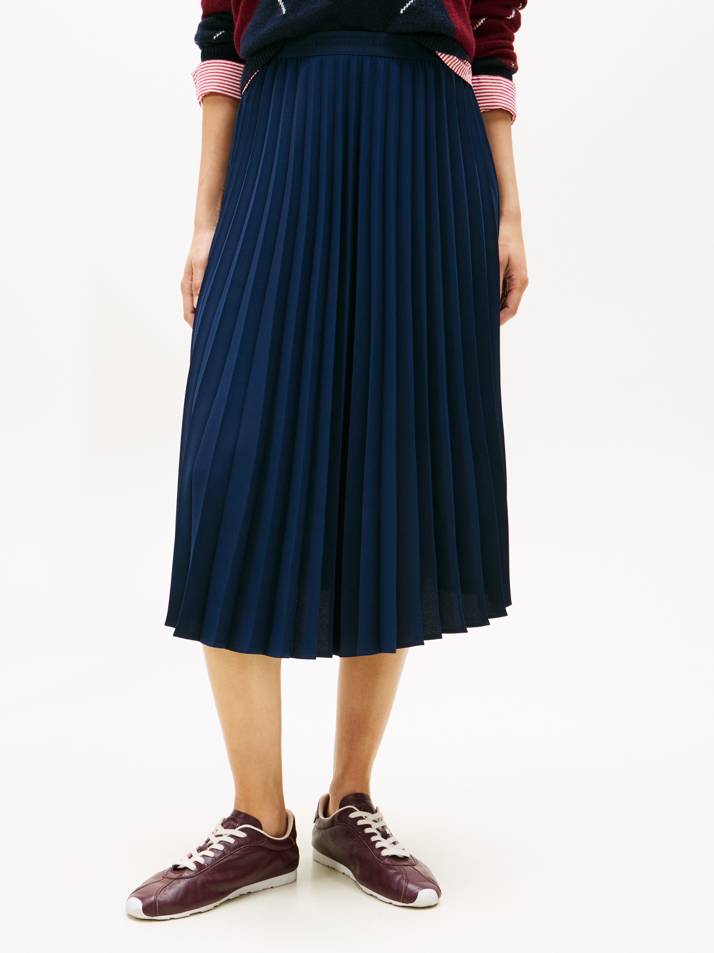 Tommy Hilfiger Plisseerock "FLUID PLEATED PULL ON MIDI SKIRT" günstig online kaufen