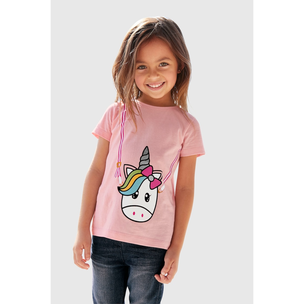 KIDSWORLD T-Shirt »für kleine Mädchen«, mit niedlichem Einhornmotiv