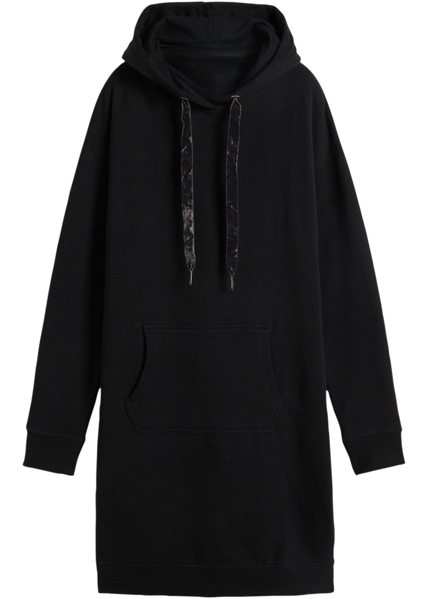 bonprix Sweatkleid »Sweatkleid mit Baumwolle« Kängurutasche mit Kapuze, aus Baumwolle und Viskose, lockere Passform