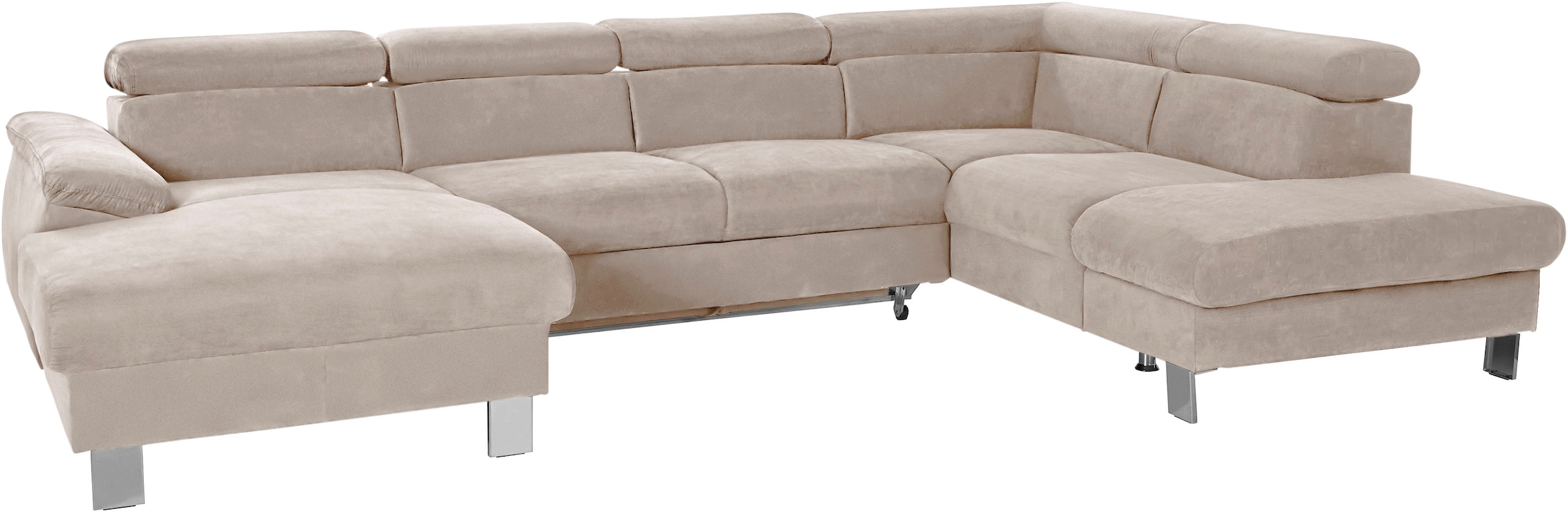 COTTA Wohnlandschaft "Komaris U-Form, B: 320 cm" mit Kopfteilverstellung, optional Schlaffunktion, Bettkasten & Licht