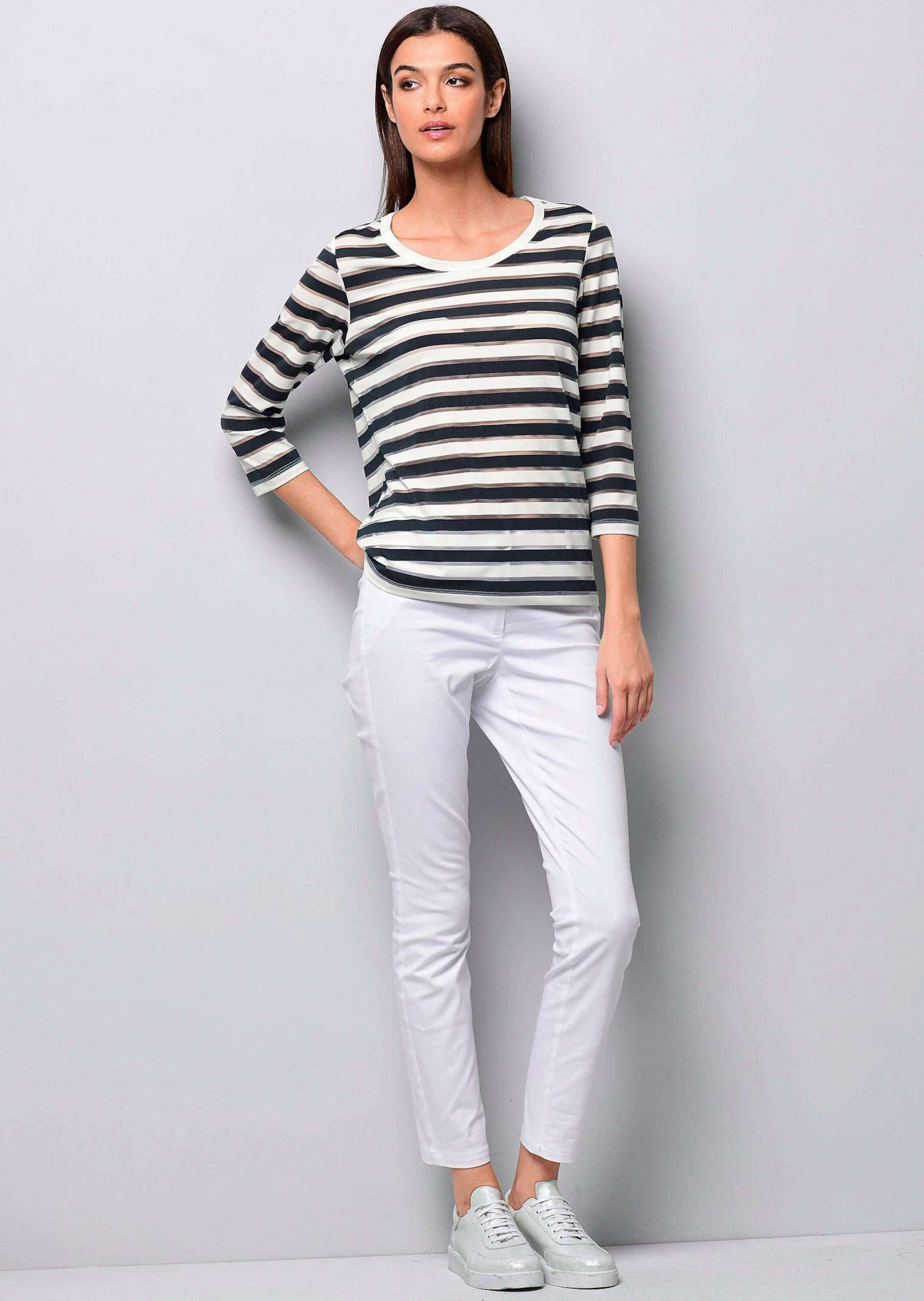 Alba Moda Kurzarmshirt "Shirt Shirt mit transparenten Streifen" günstig online kaufen