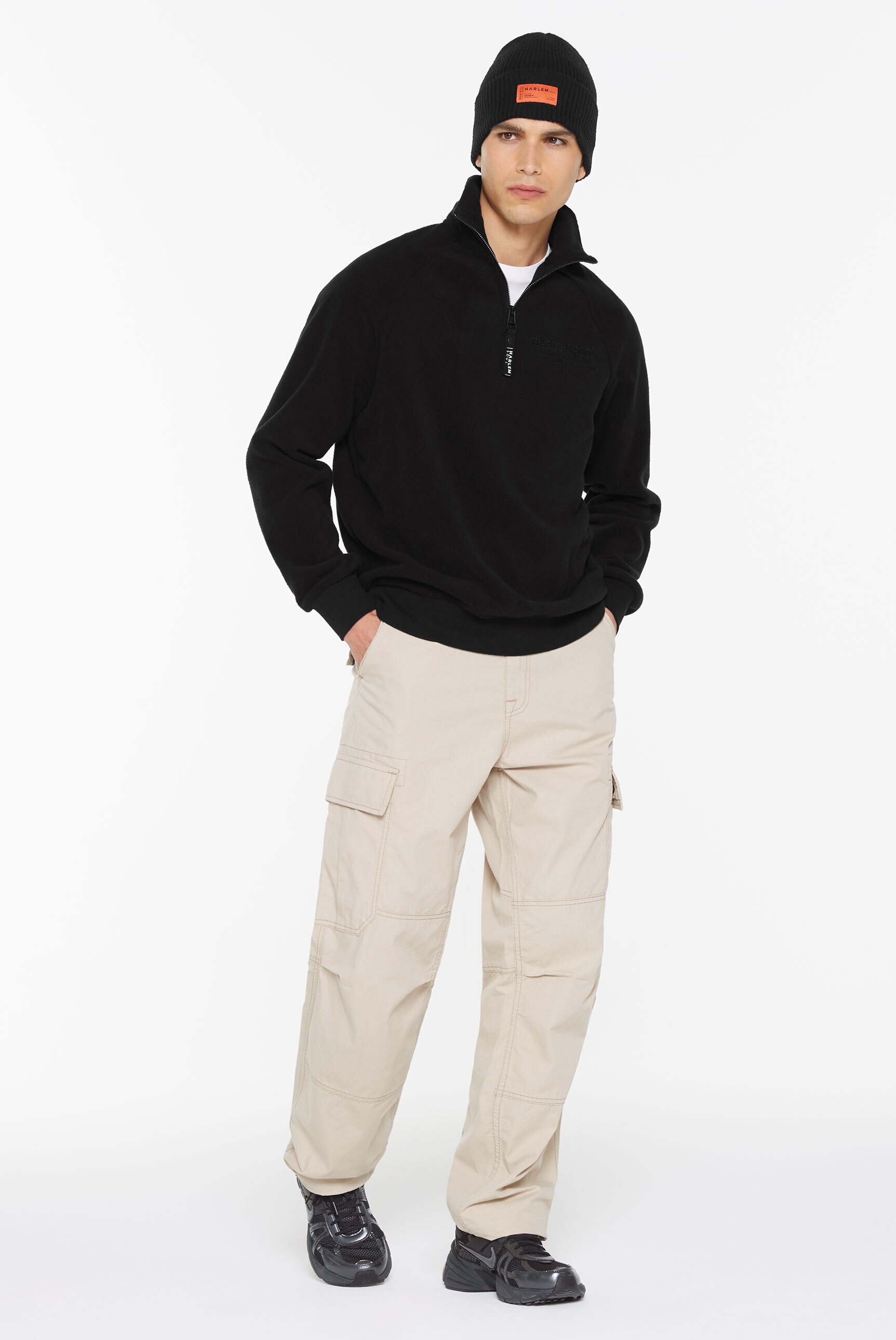 Harlem Soul Fleecepullover mit Rippbündchen