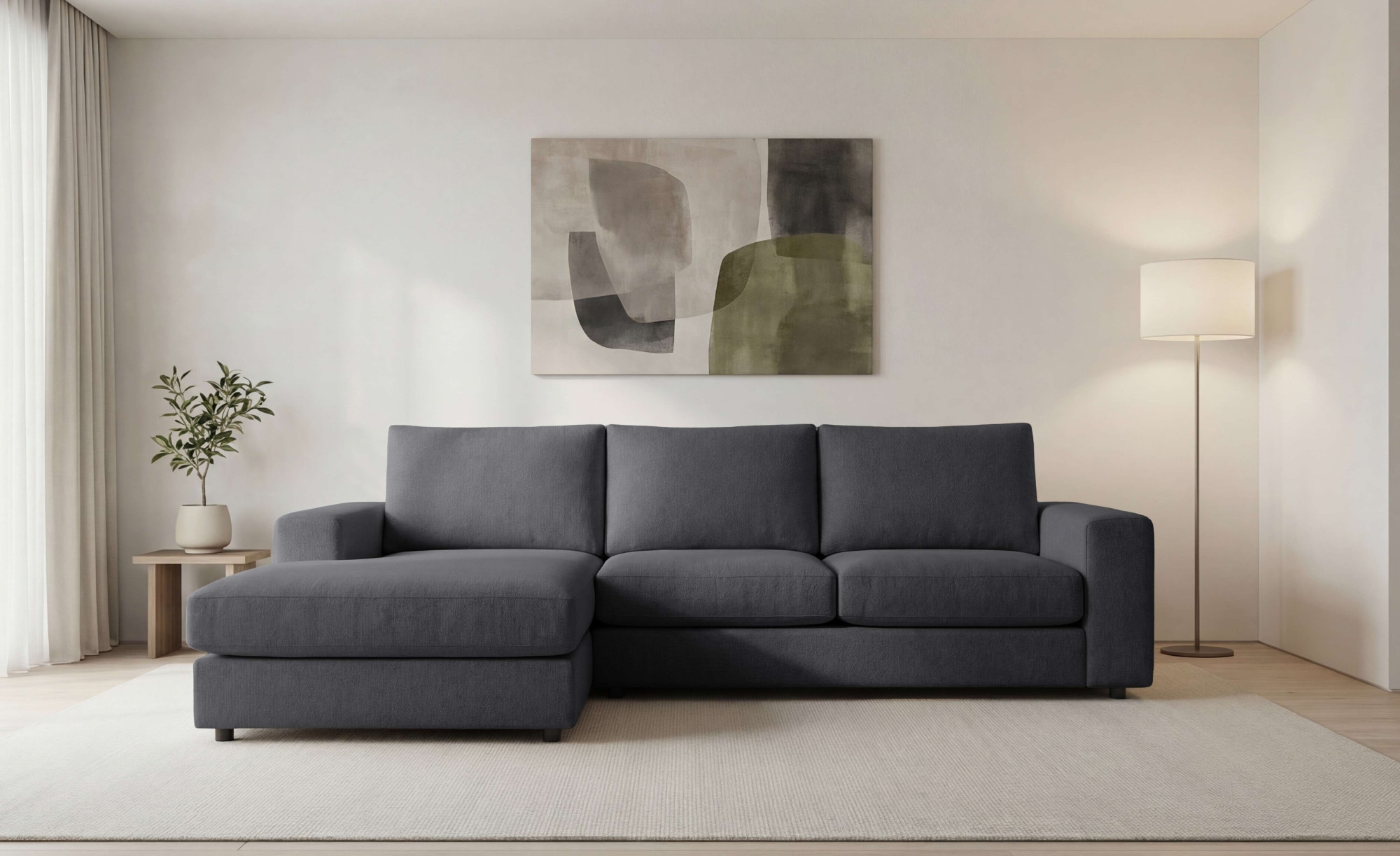OTTO home Ecksofa "Nivette, weiches Chenille" Breite 269 cm, L-Form, bodentief, mit Wellenunterfederung