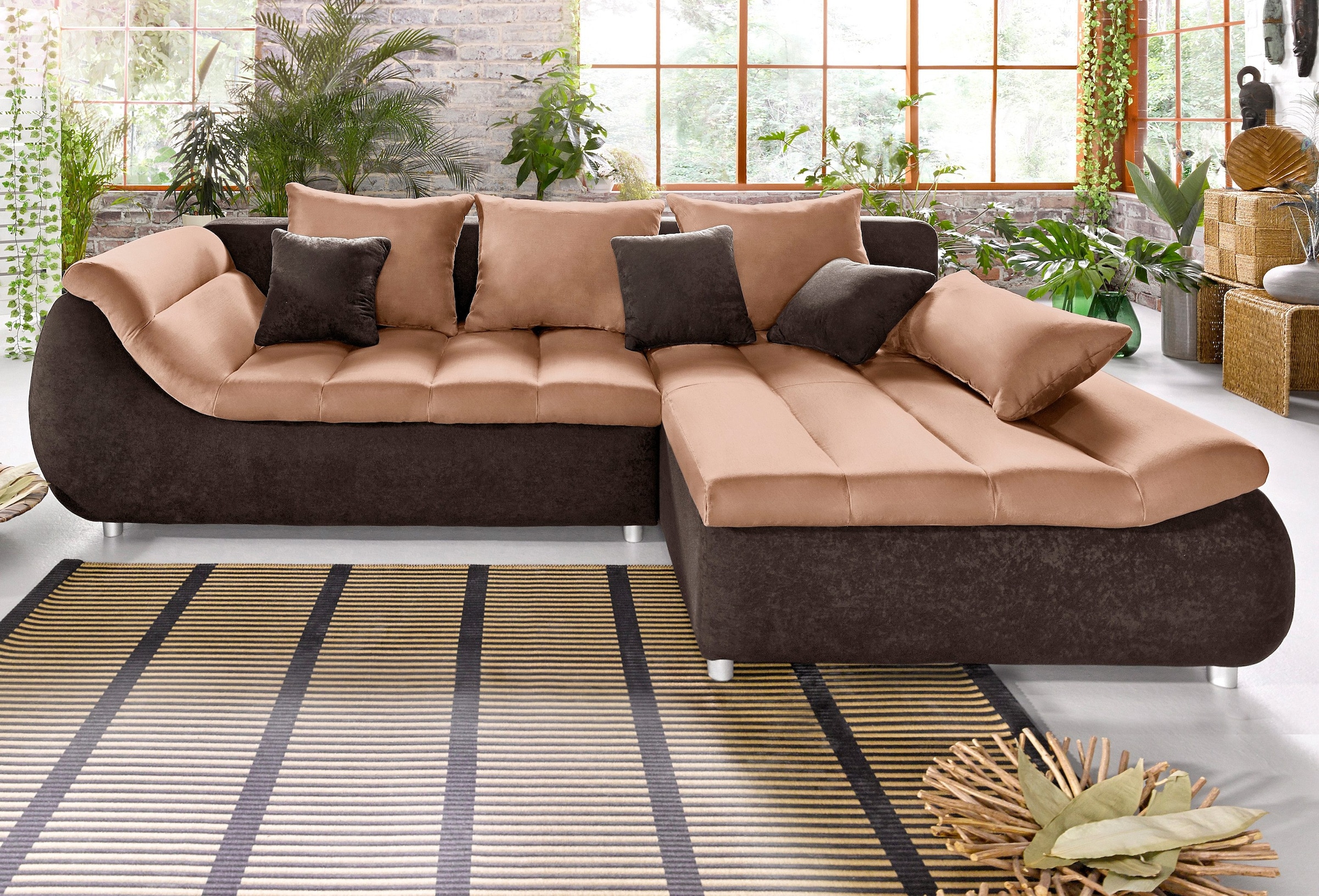 Home affaire Ecksofa "Imola modern, Breite 270cm, bequem, aktuelle Steppung im Sitz, L-Form" inkl. Bettfunktion und Bettkasten