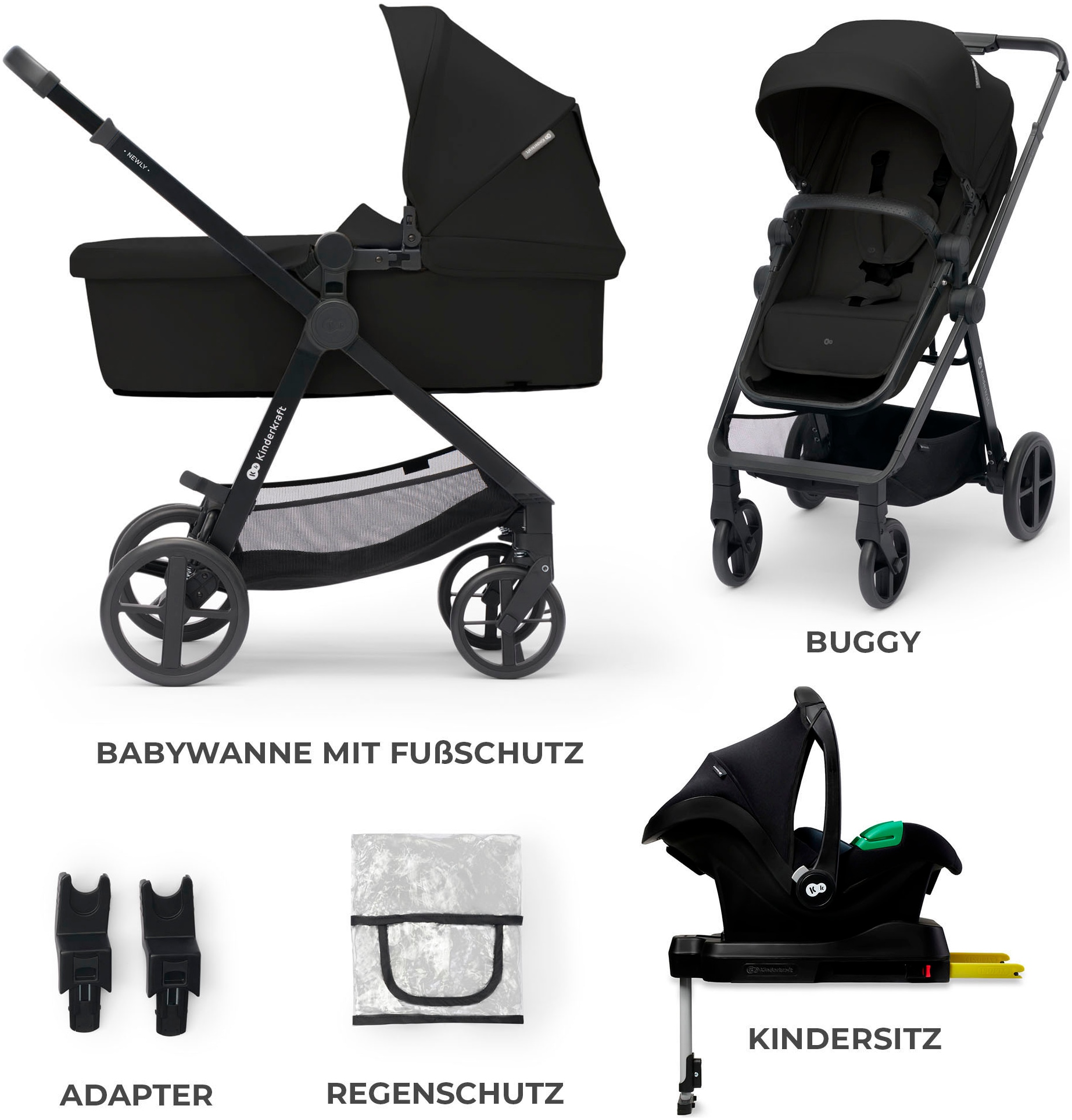 Kinderkraft Kombi-Kinderwagen »NEWLY 4IN1 MINK PRO«, 22 kg