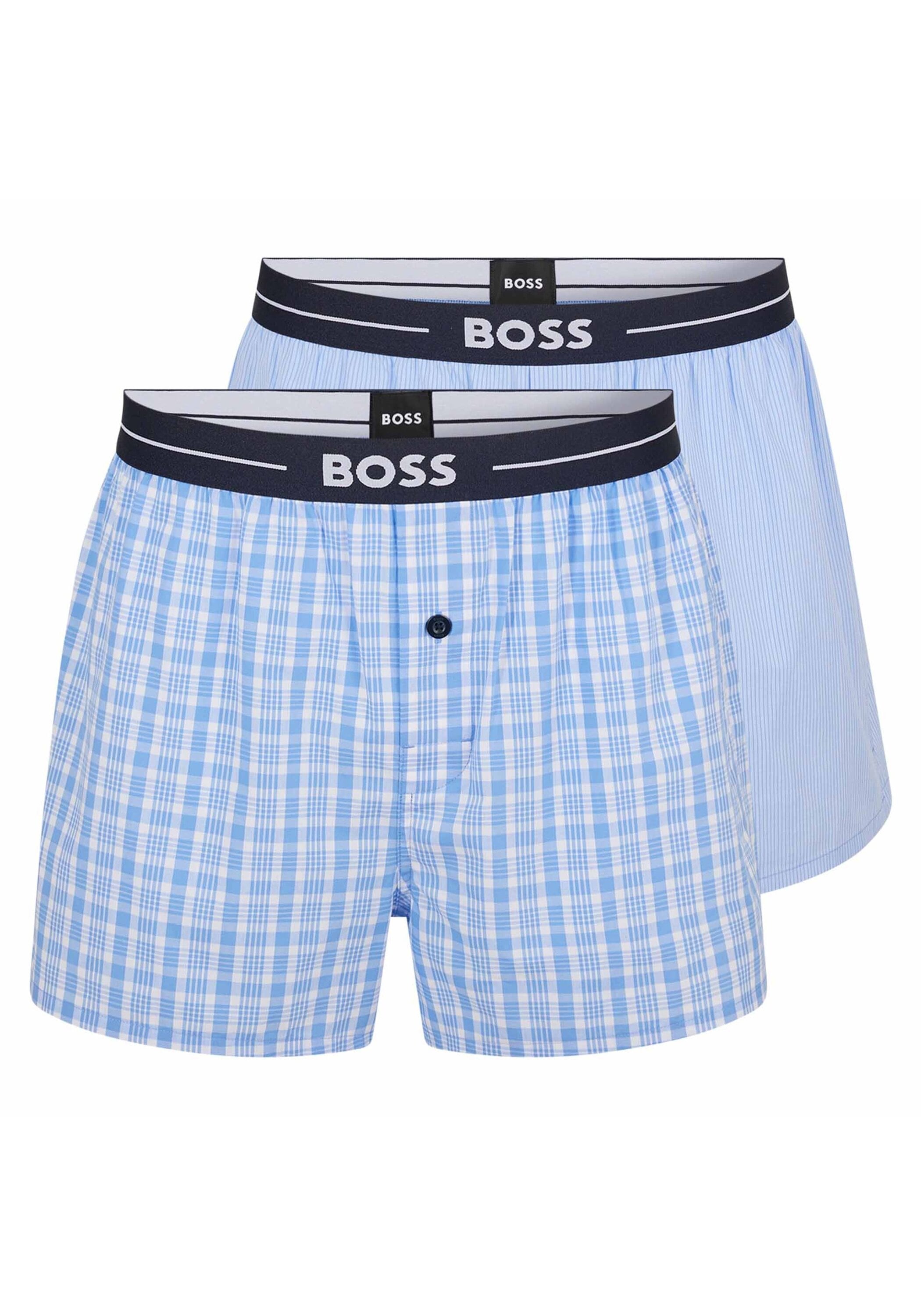 BOSS Herren Webboxer "Web-Boxershorts 2er Pack", Gr. XL, blau, Obermaterial: 95% Baumwolle CO. 5% Elasthan EL., Unterhosen