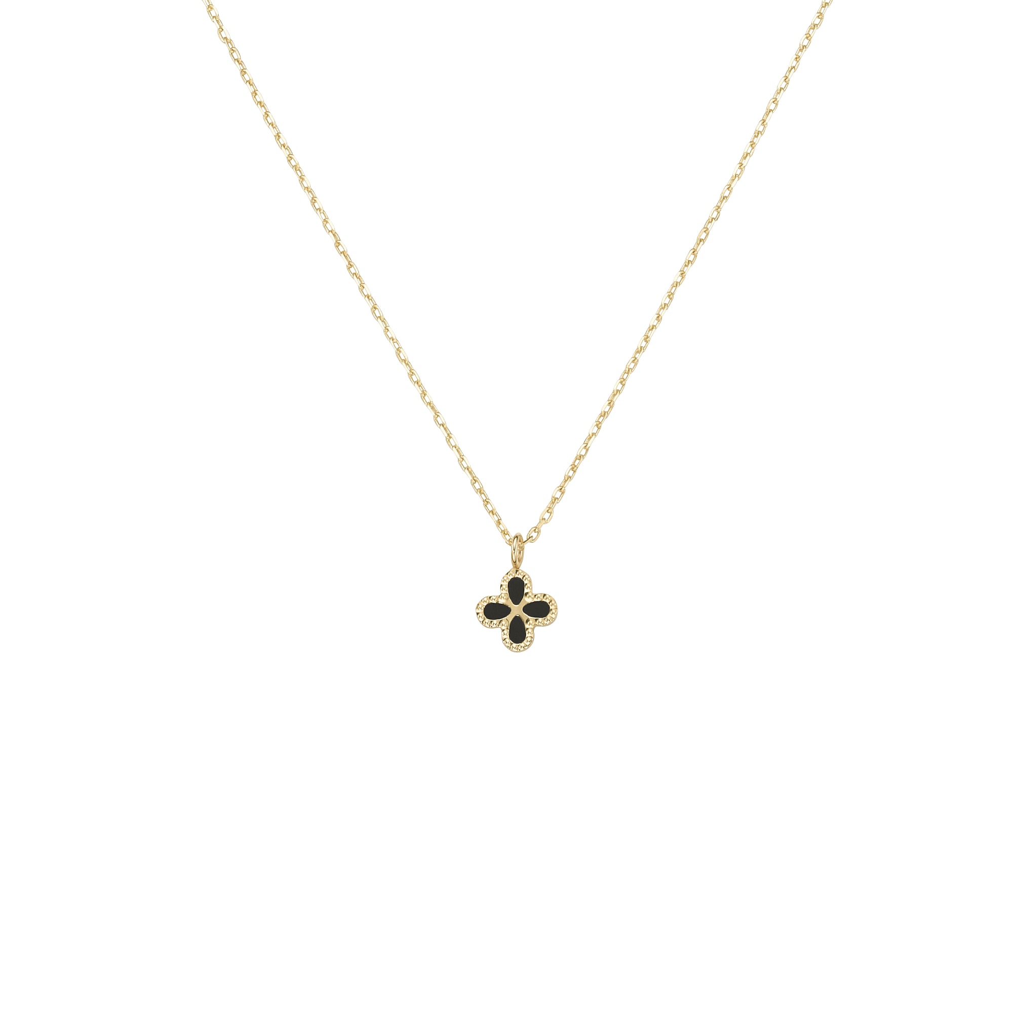 Luigi Merano Goldkette »Anhänger-Blüte mit Onyx- oder Perlmutt-Einlage, Gold 375«