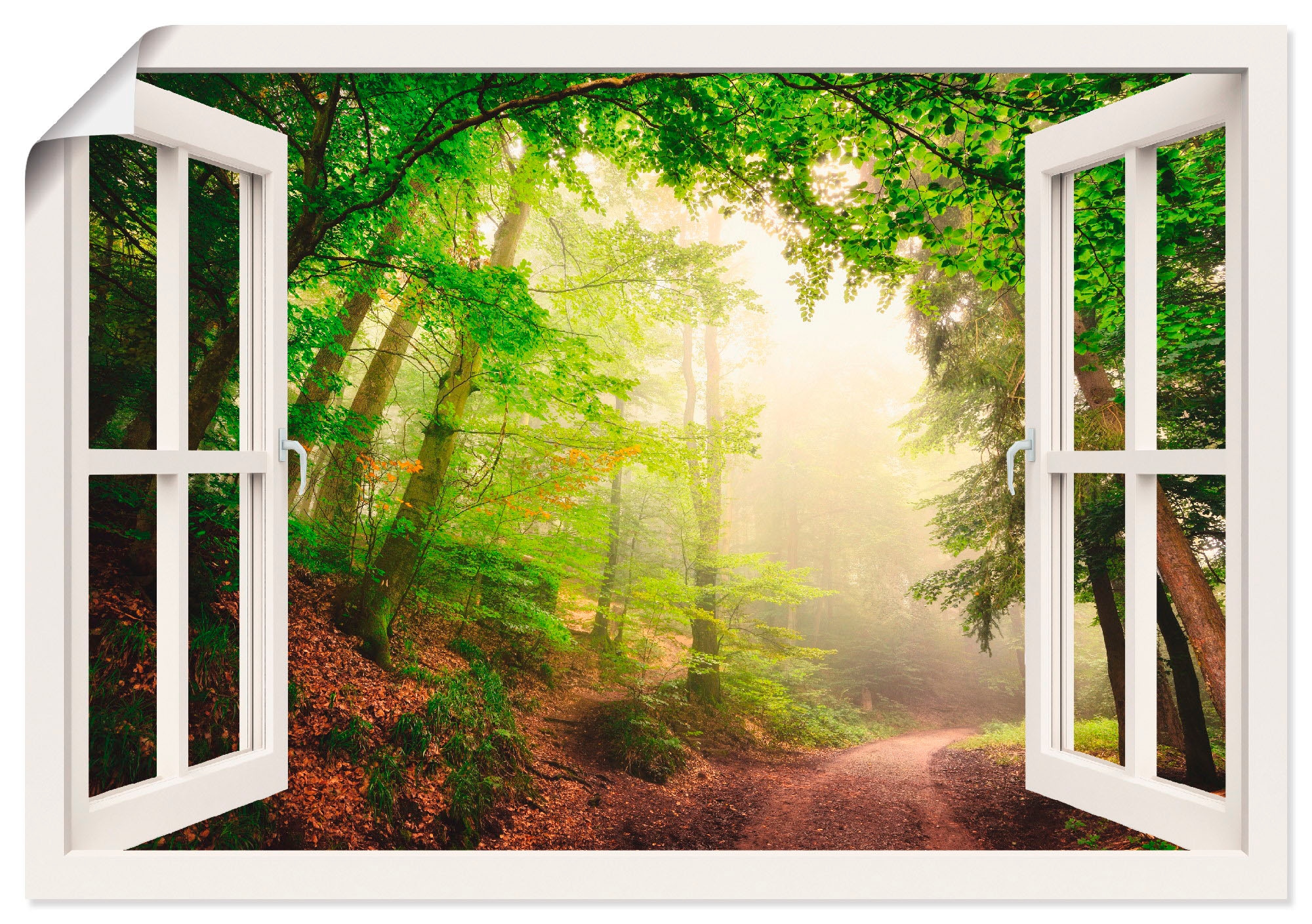 Artland Wandbild »Fensterblick Torbögen durch Bäume«, Wald, (1 St.), als Leinwandbild, Poster in verschied. Größen