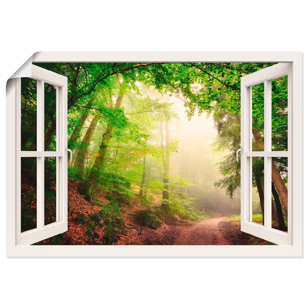 Artland Wandbild »Fensterblick Torbögen durch Bäume«, Wald, (1 St.)